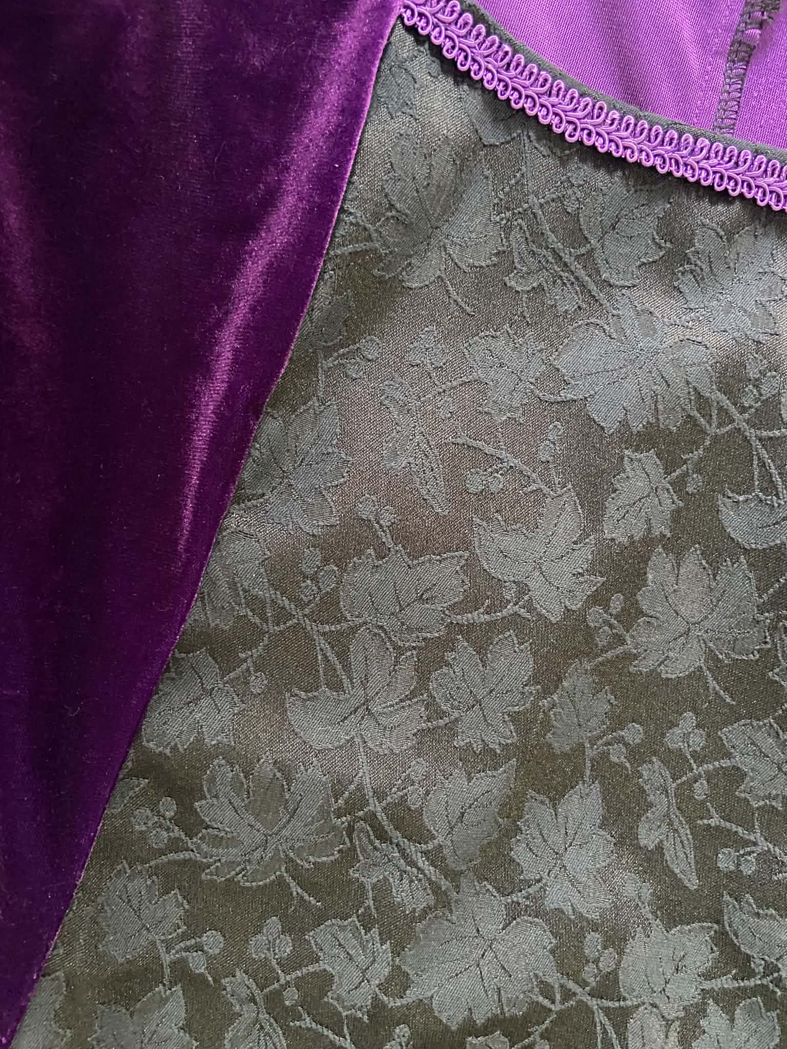 Cordelia Dress - Purple Velour with Black Brocade (Size 14-16)