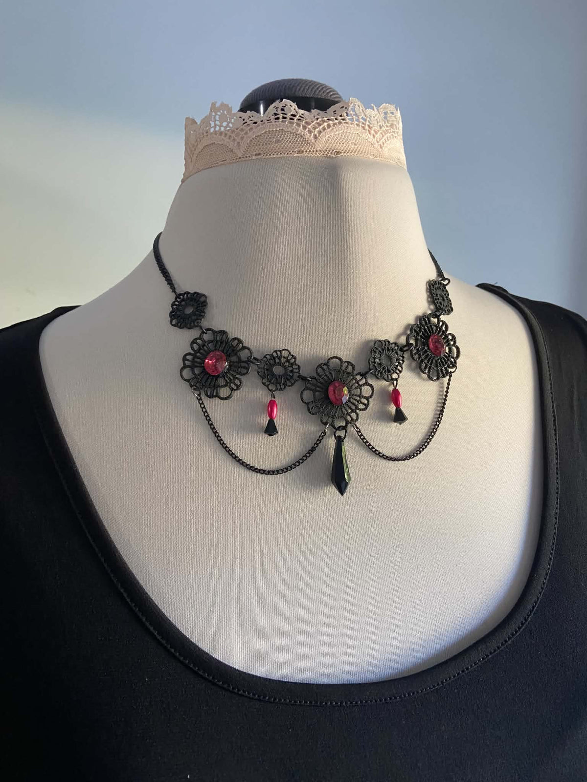 Black Victorian Style Necklace