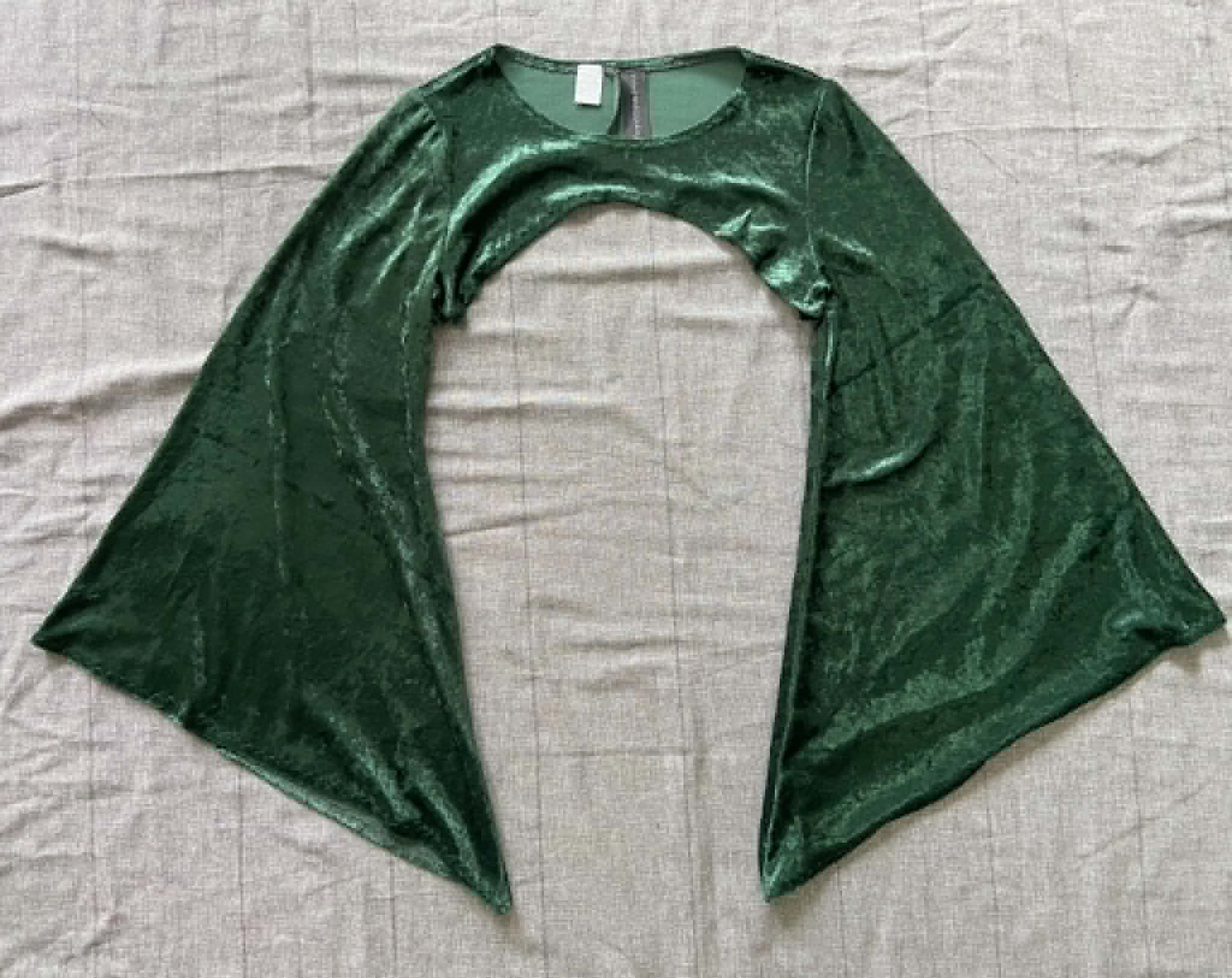 Lucinda Bolero Top - Green Crushed Velour (M-L)