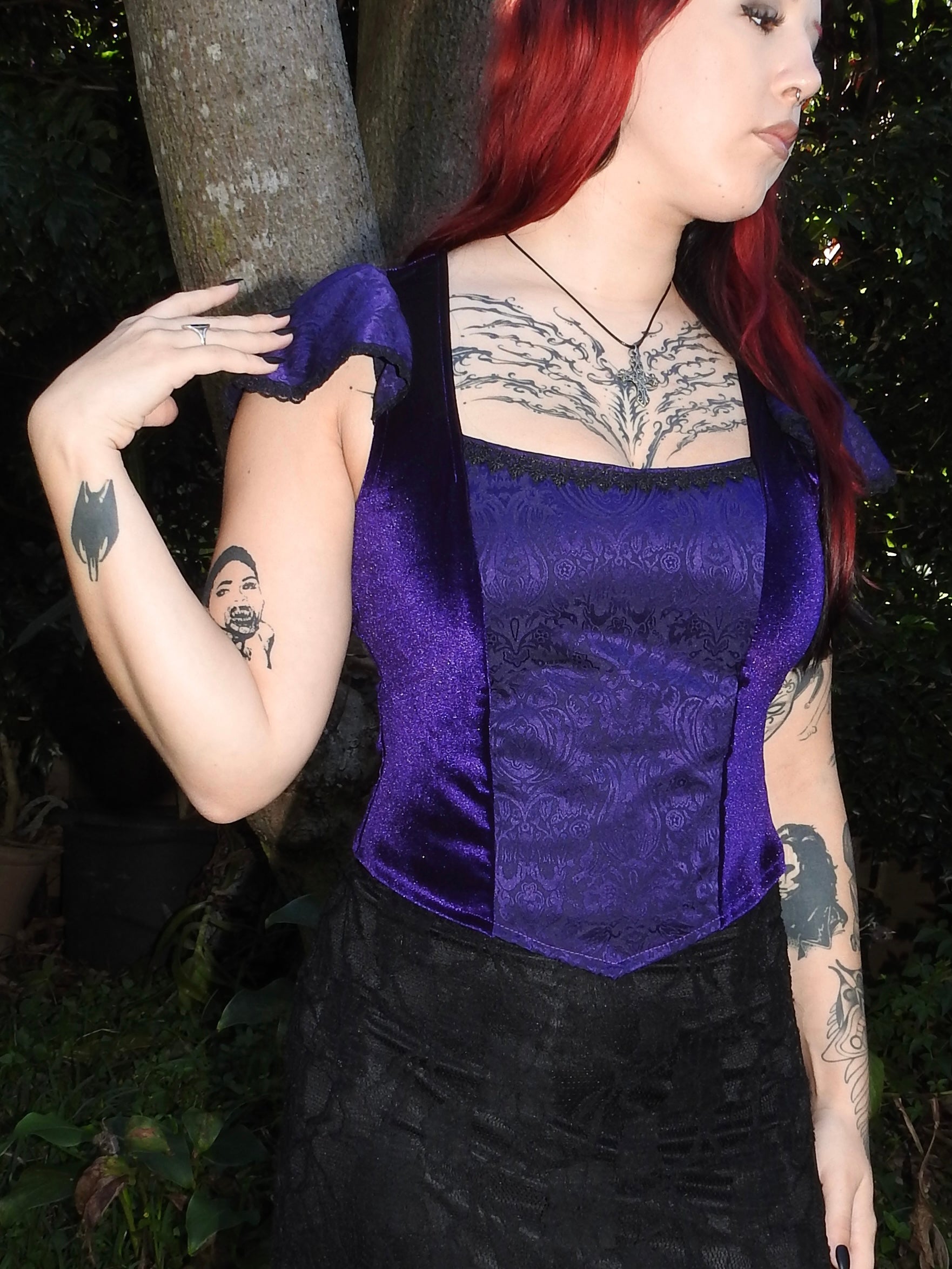Lilith top - Purple Velour (Size 12)
