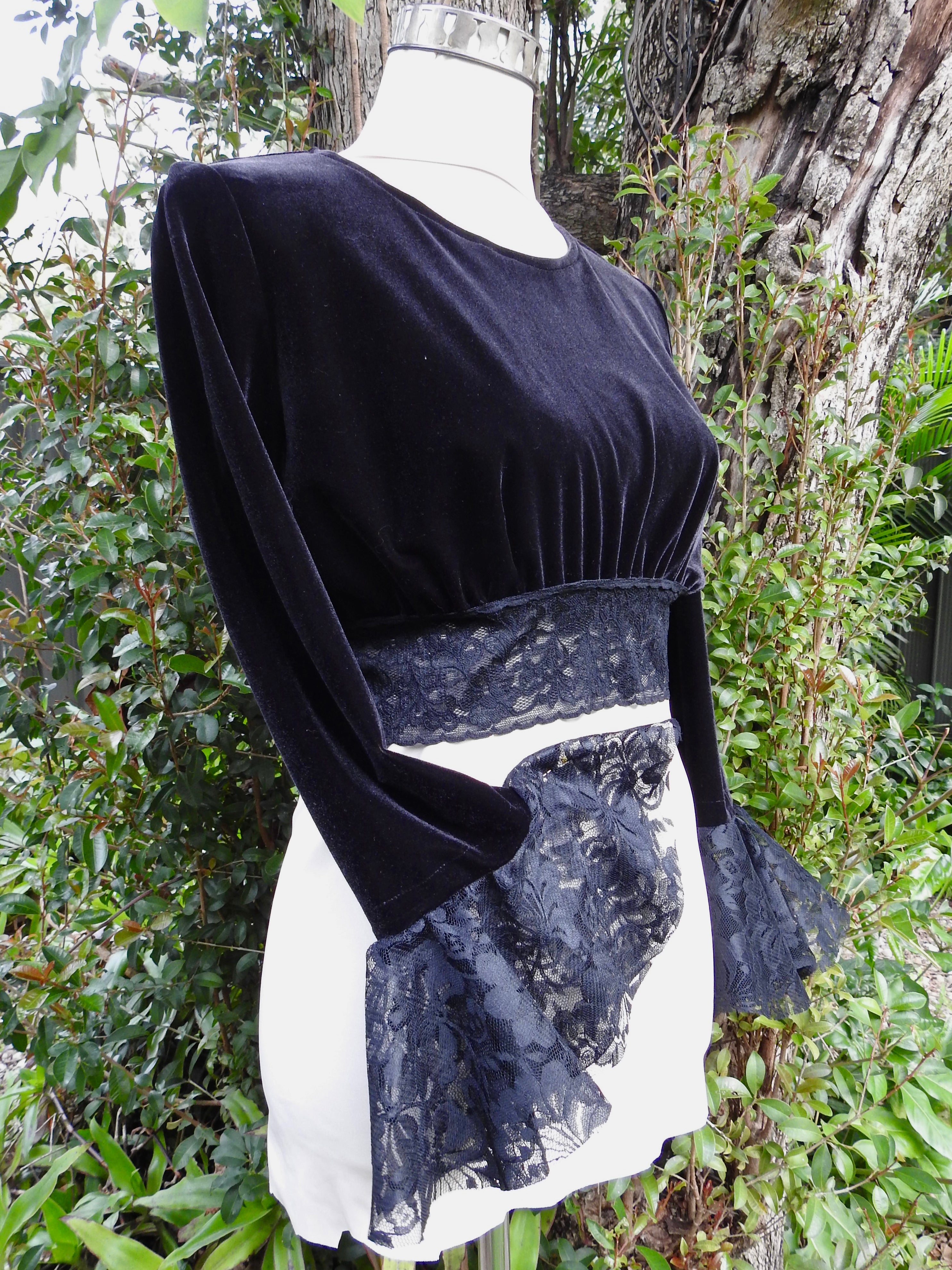 Velvet Top with Lace Frill Cuff - Revamped