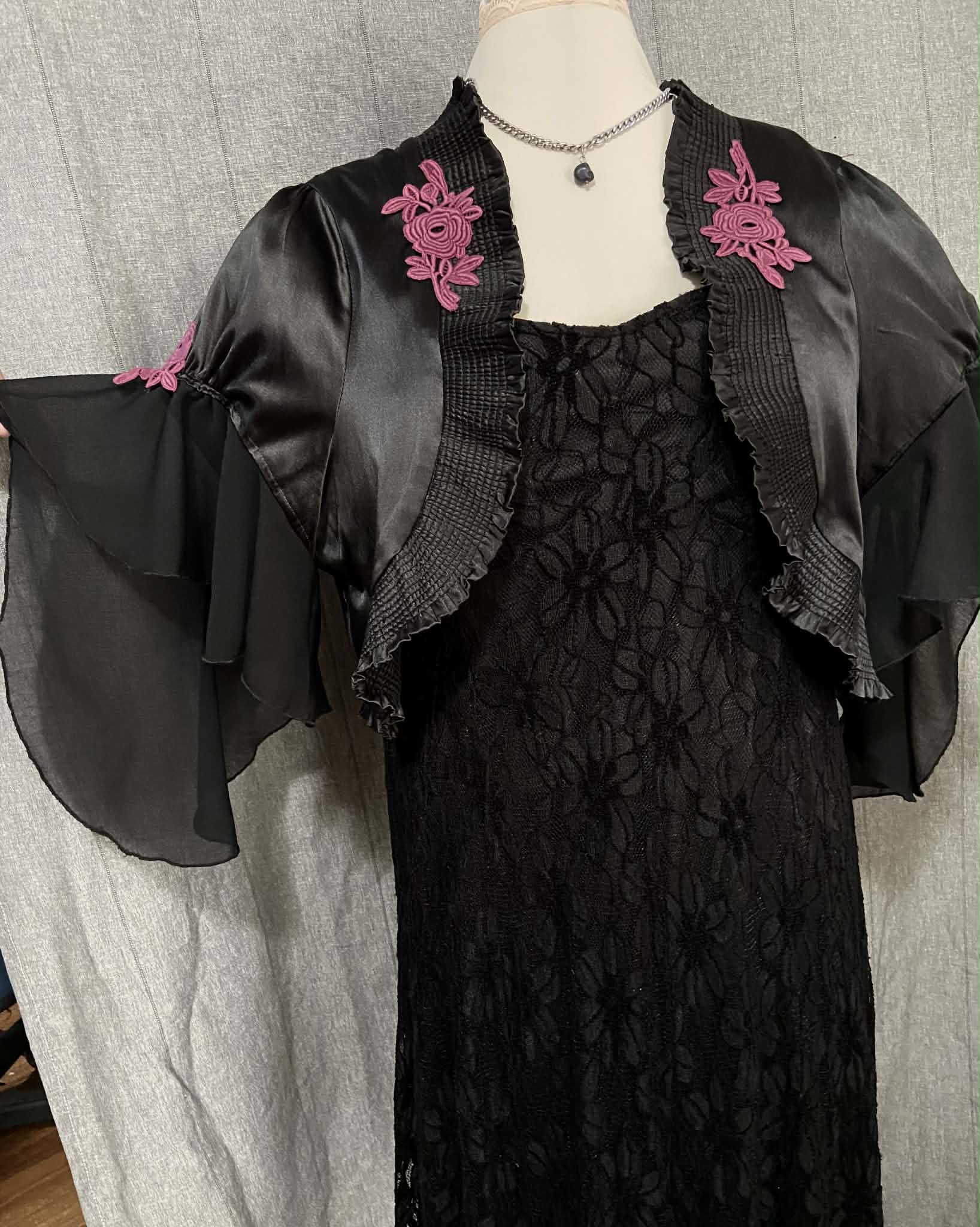 Revamped - Black Satin Bolero Jacket (size 26)