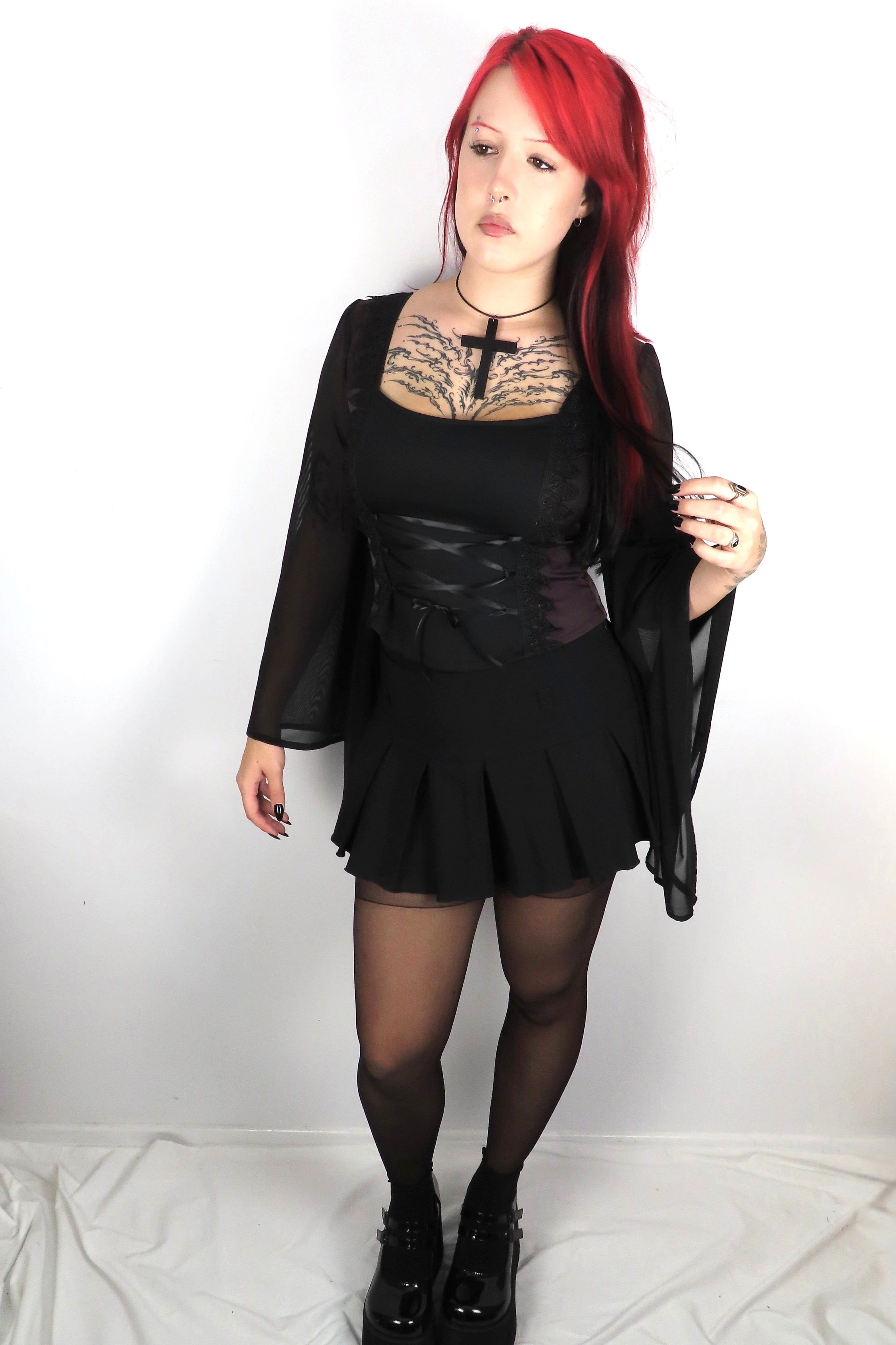 Lilith Top - Black Plum with Front Lacing (Size 10-12)