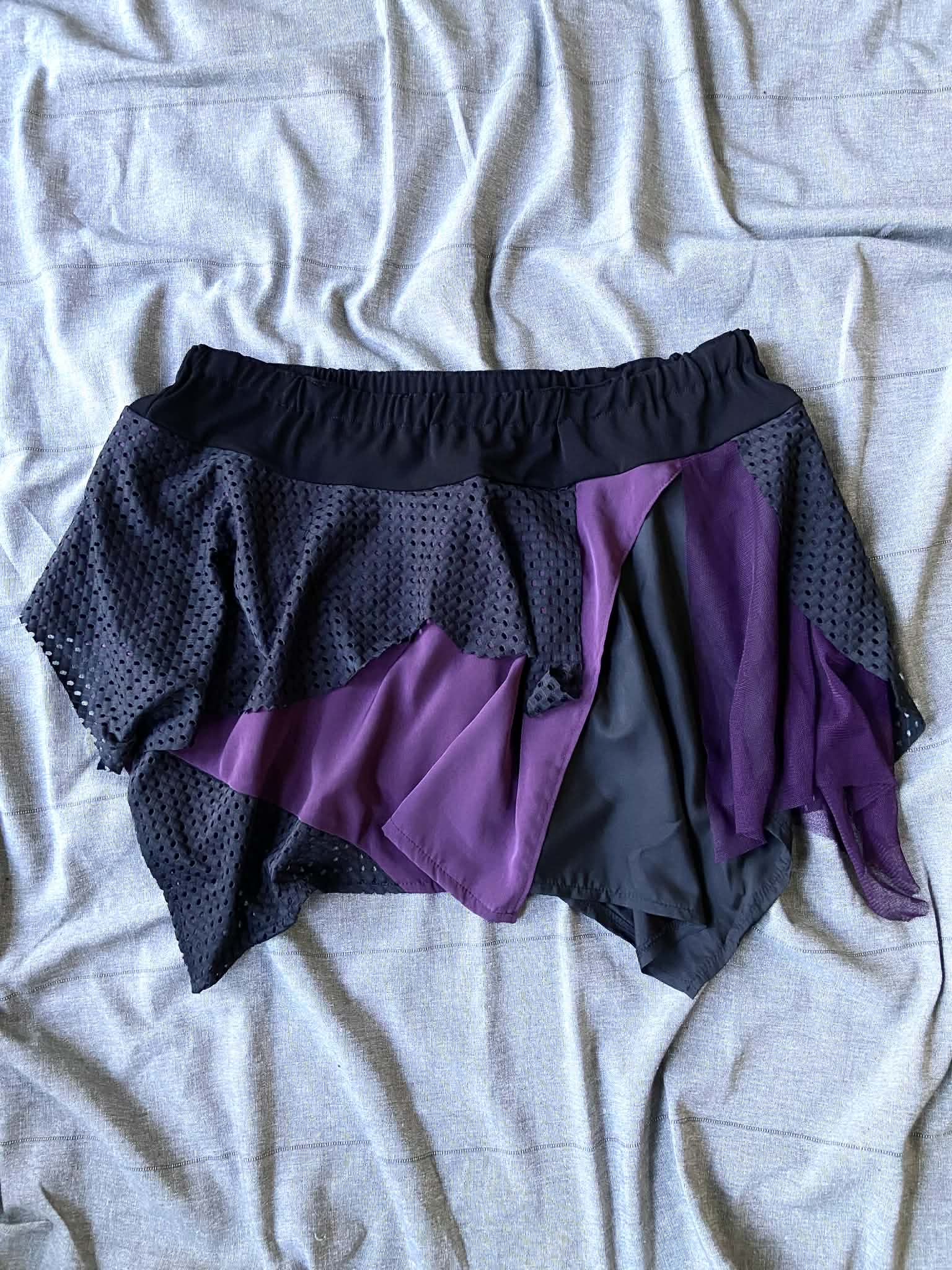 Nyx Hanky Hem Mini Skirt - Black/Plum (Size 18)