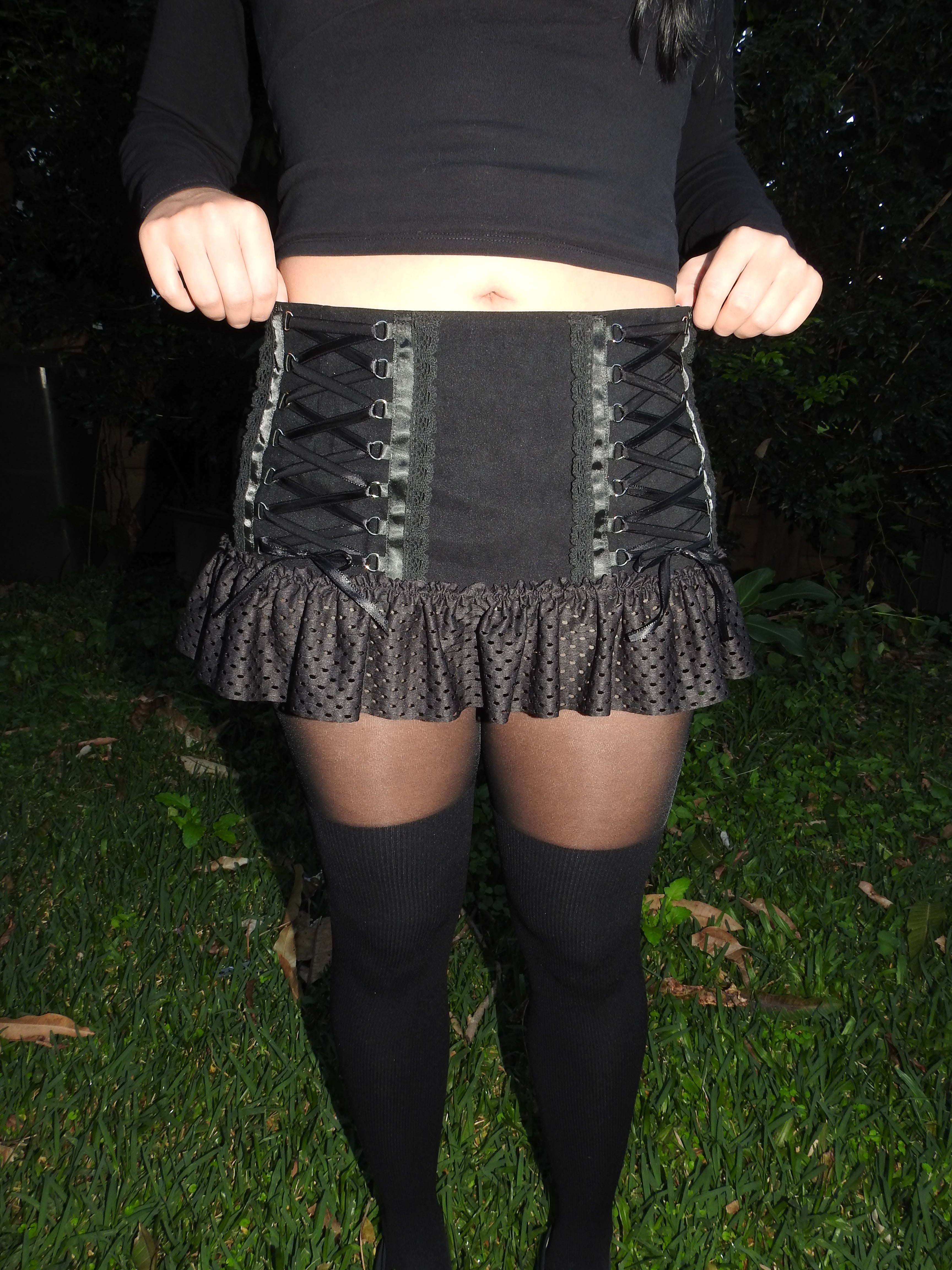 Mini Skirt - Black with Lacing (size 14)