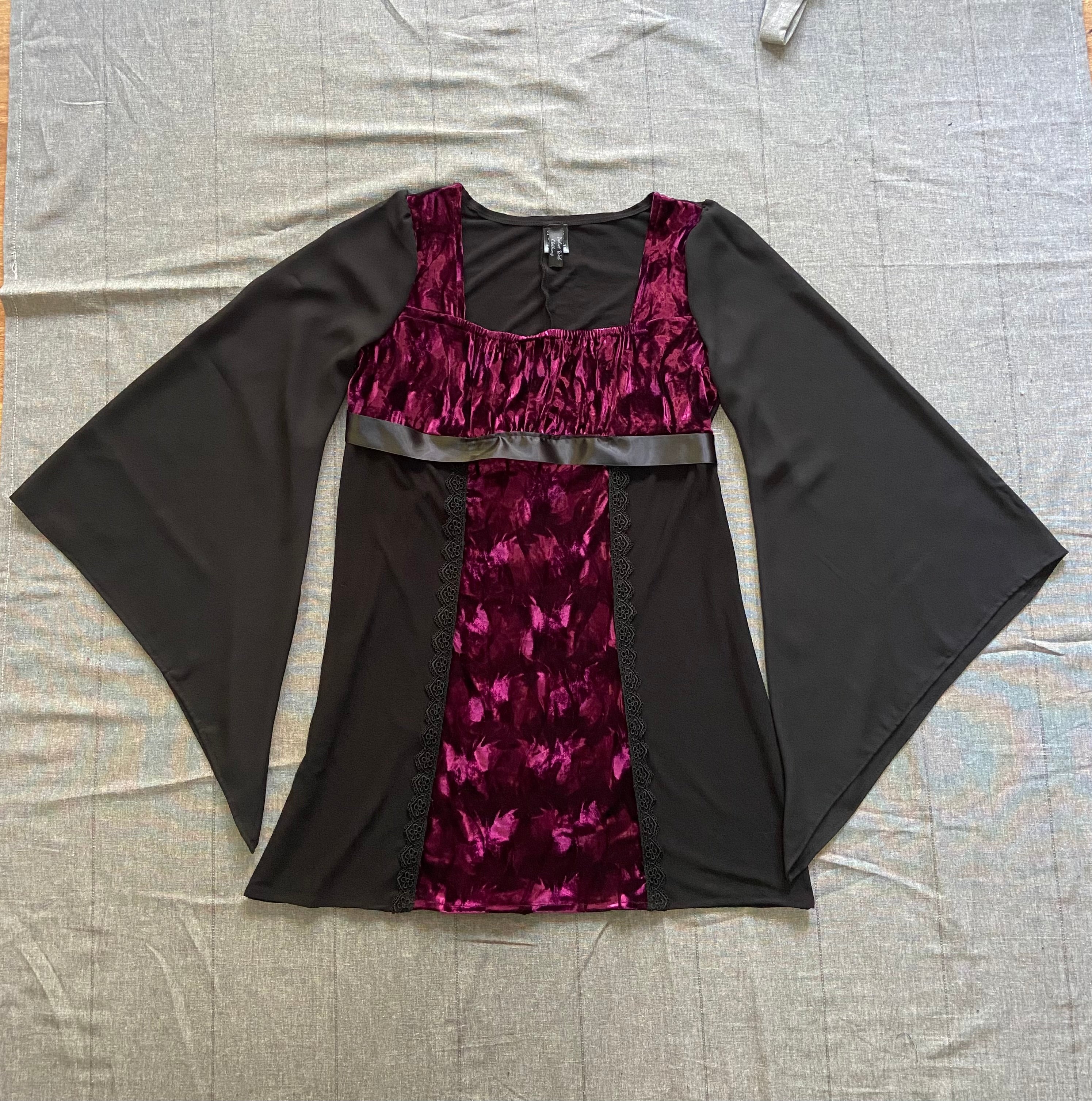 Adeline Dress - Wine-colour Crushed Velour (size 16-18)