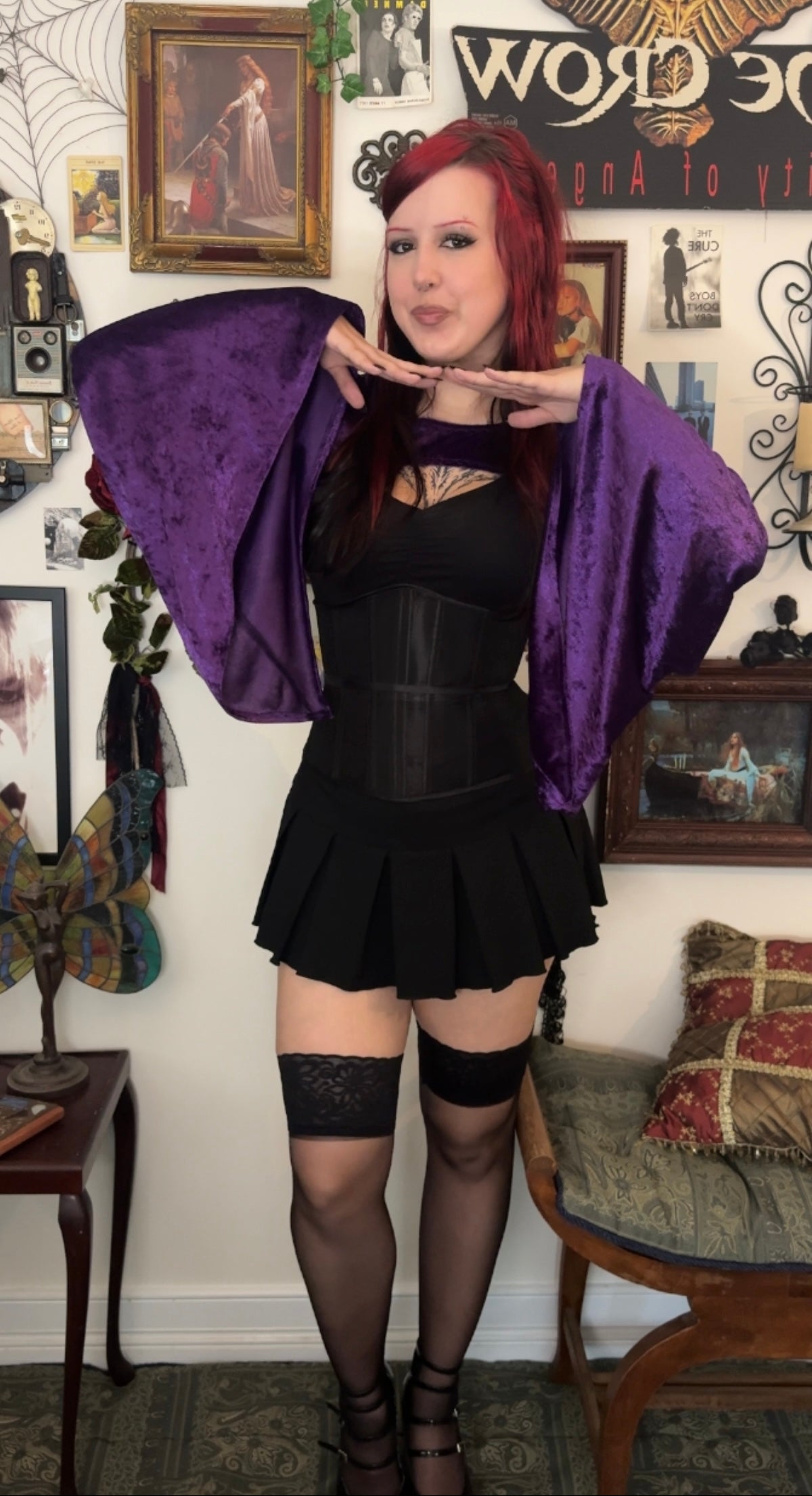Lucinda Bolero Top - Purple Crushed Velour (L-XL)