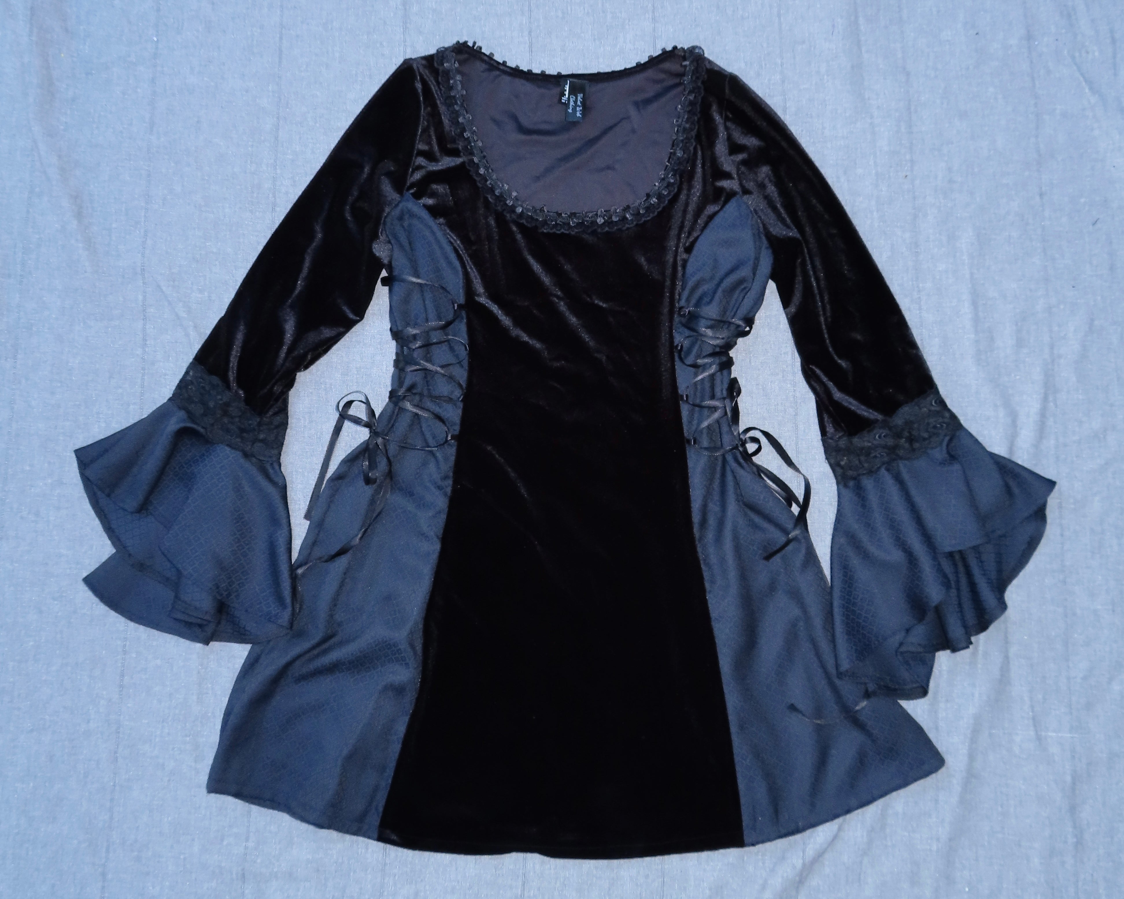 Lenore Dress - Black with Side Lacing (size 12-14)