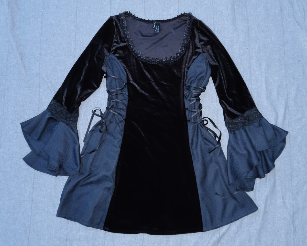 Lenore Dress - Black with Side Lacing (size 12-14)