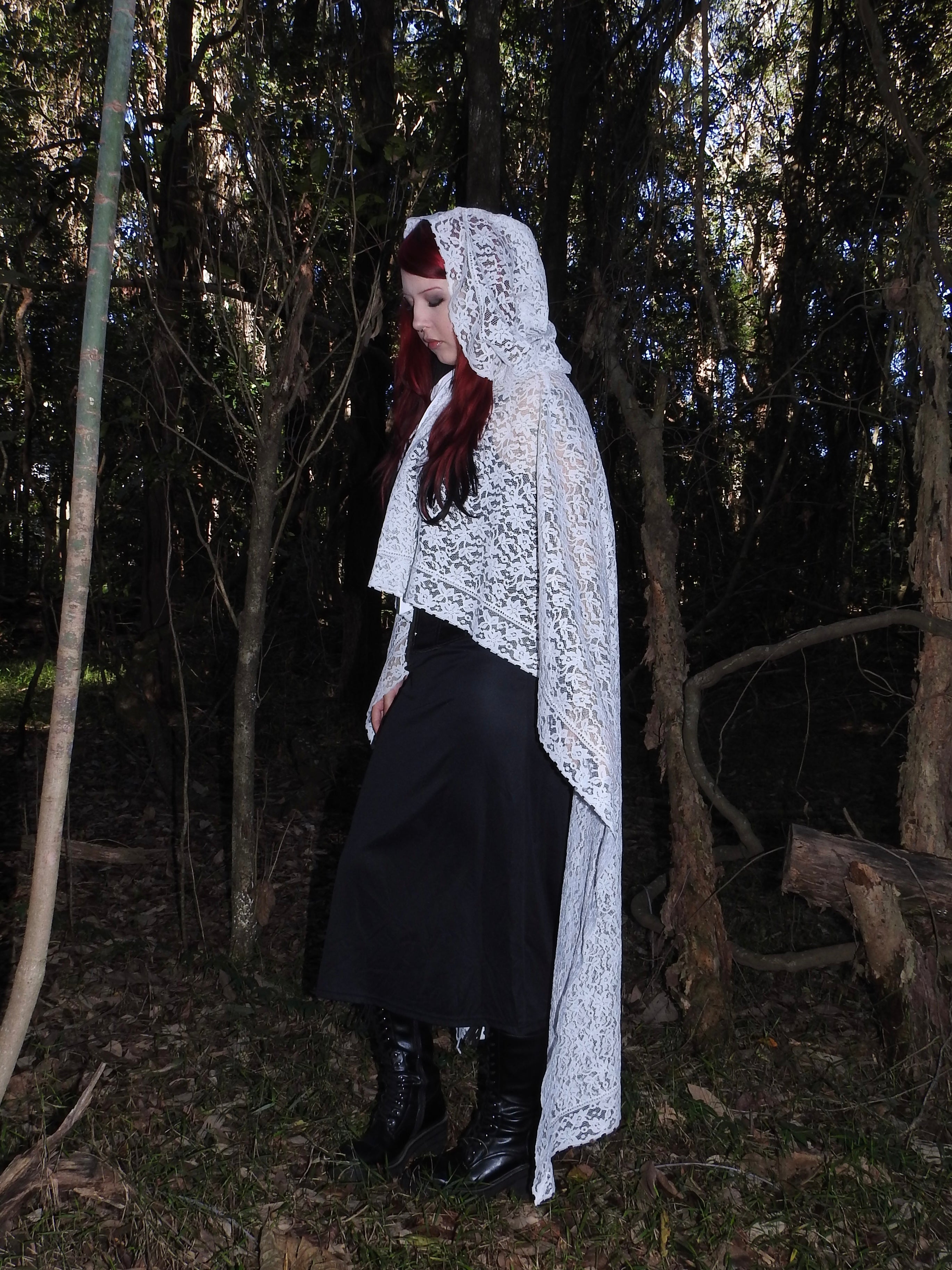 White Lace Cape with Hood