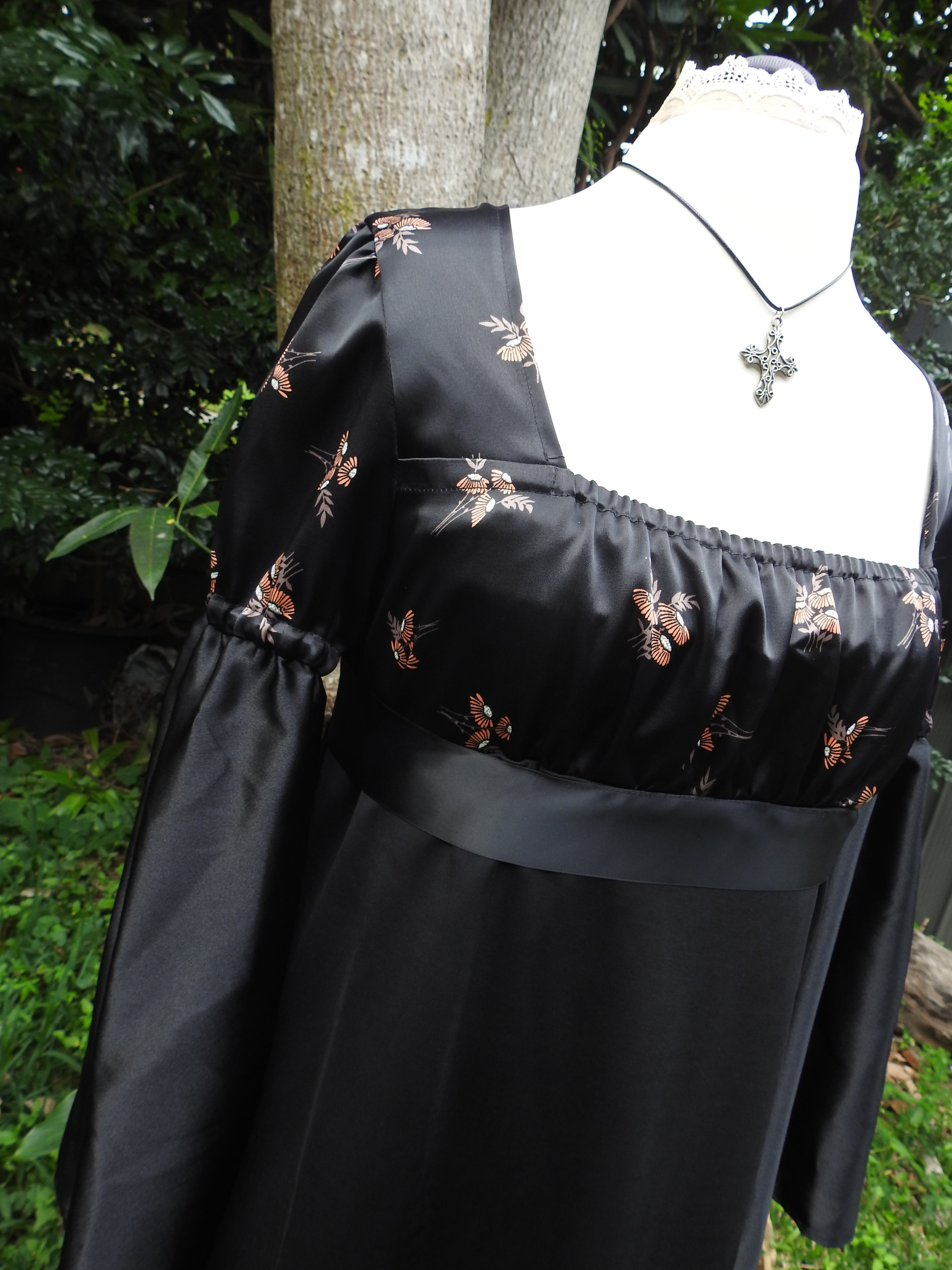 Adeline Dress - Black Satin (size 18)