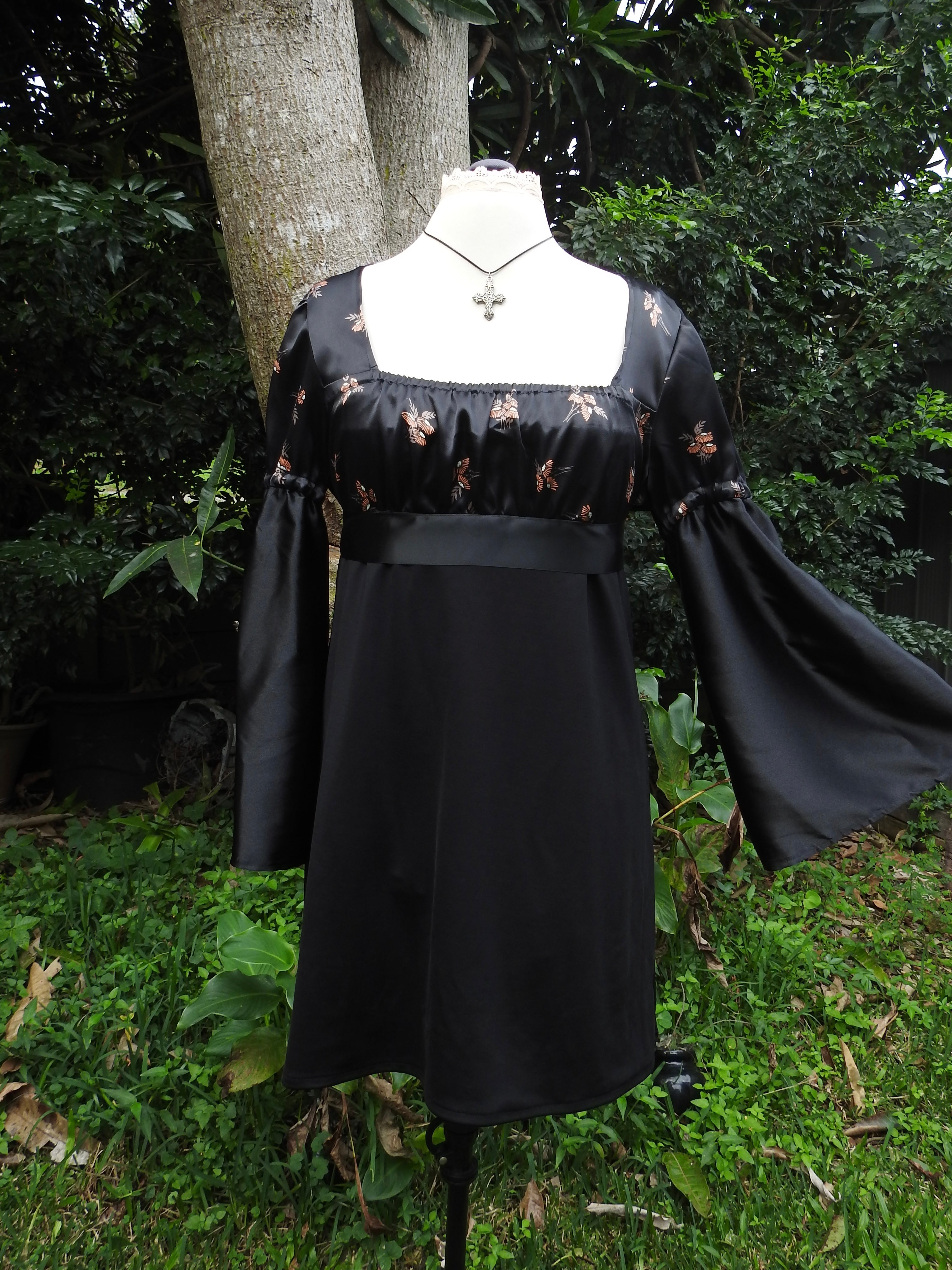 Adeline Dress - Black Satin (size 18)