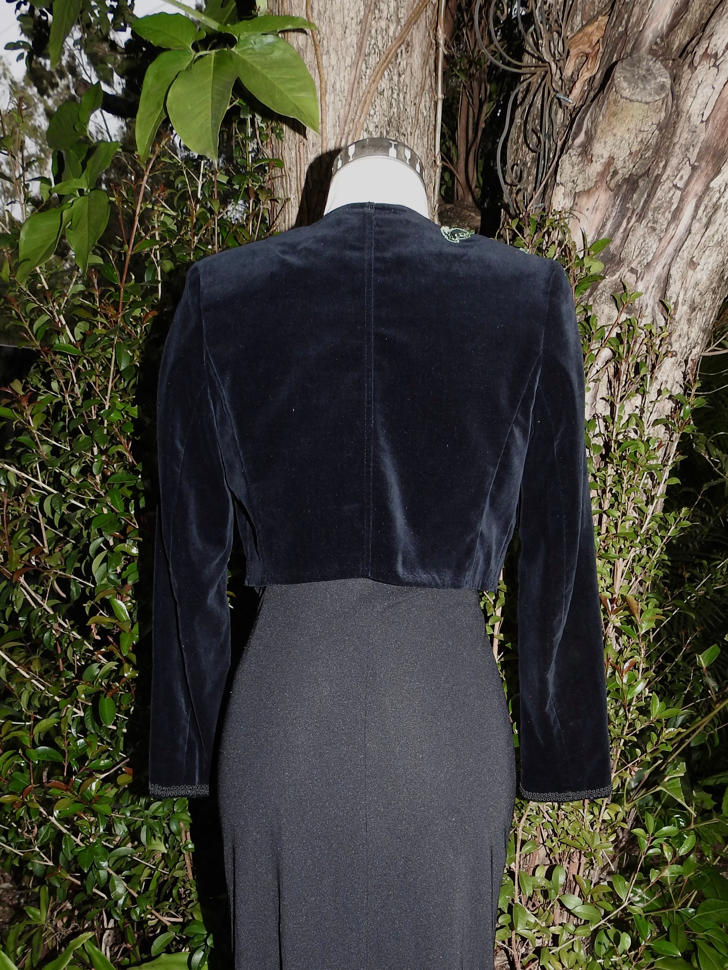 Velvet Bolero Jacket with Lace Trim - Revamped (size 12)