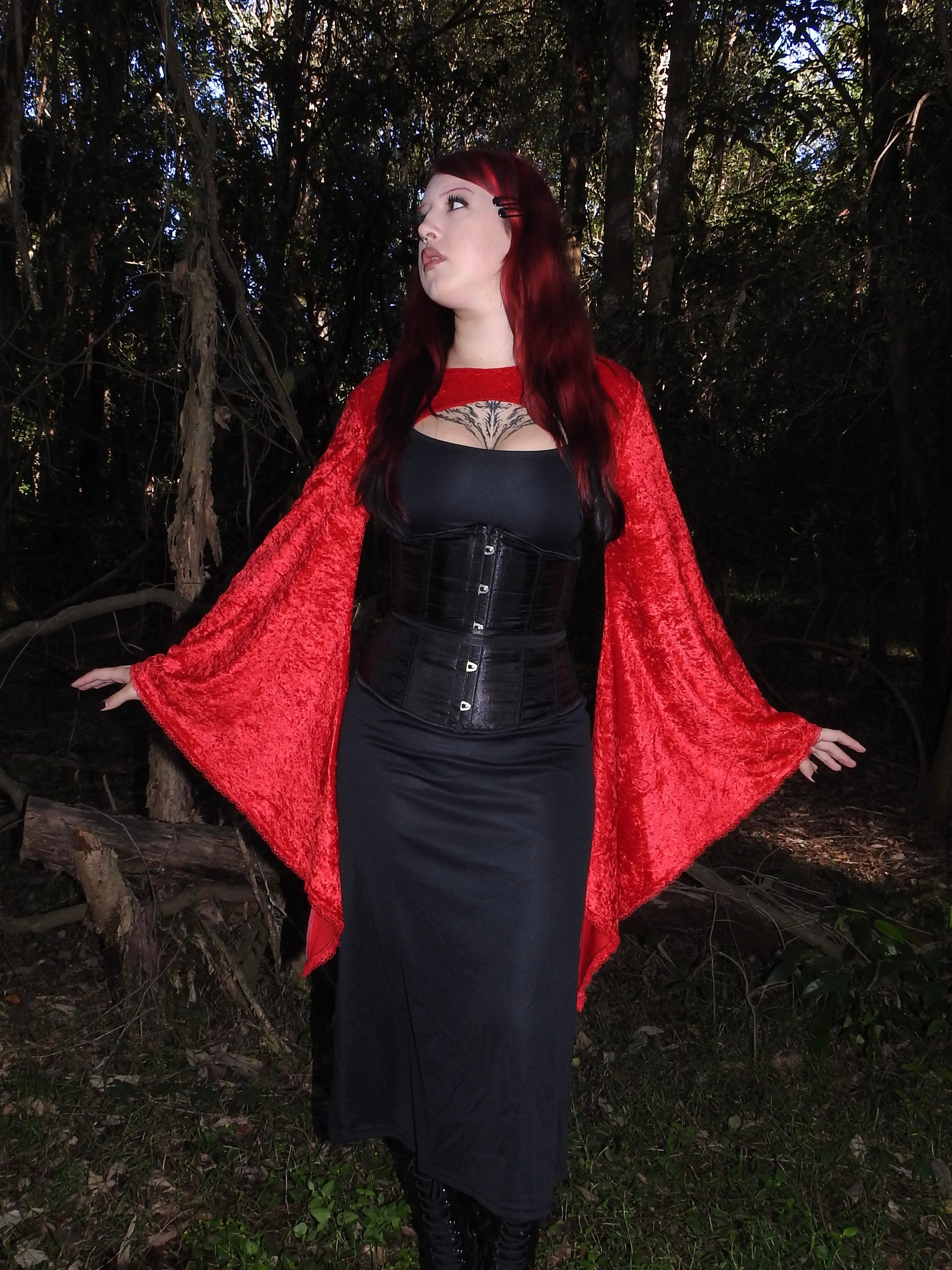 Lucinda Bolero Top - Red Crushed Velour (XL)