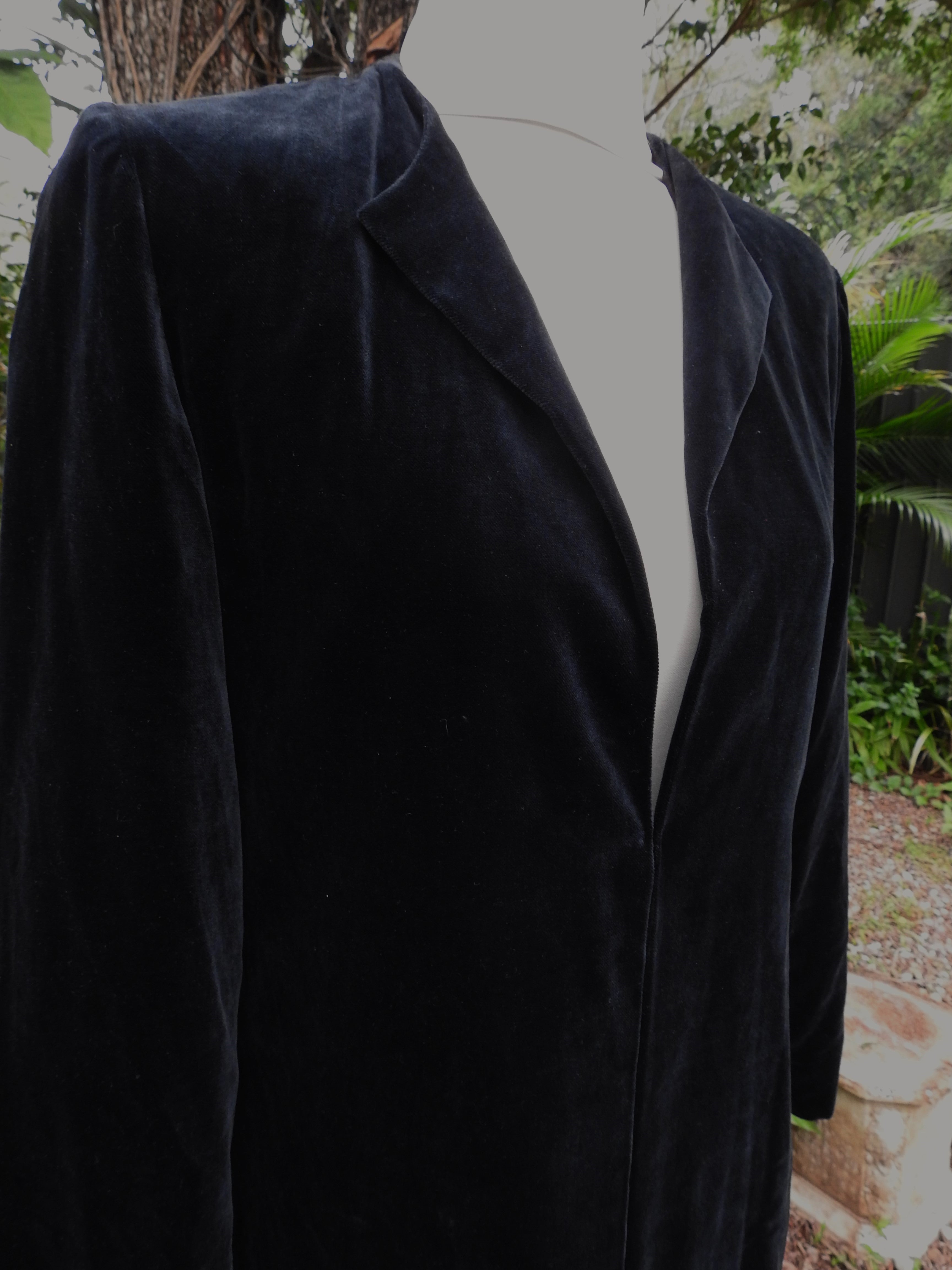 Long Black Velvet Coat - Vintage (size 12)