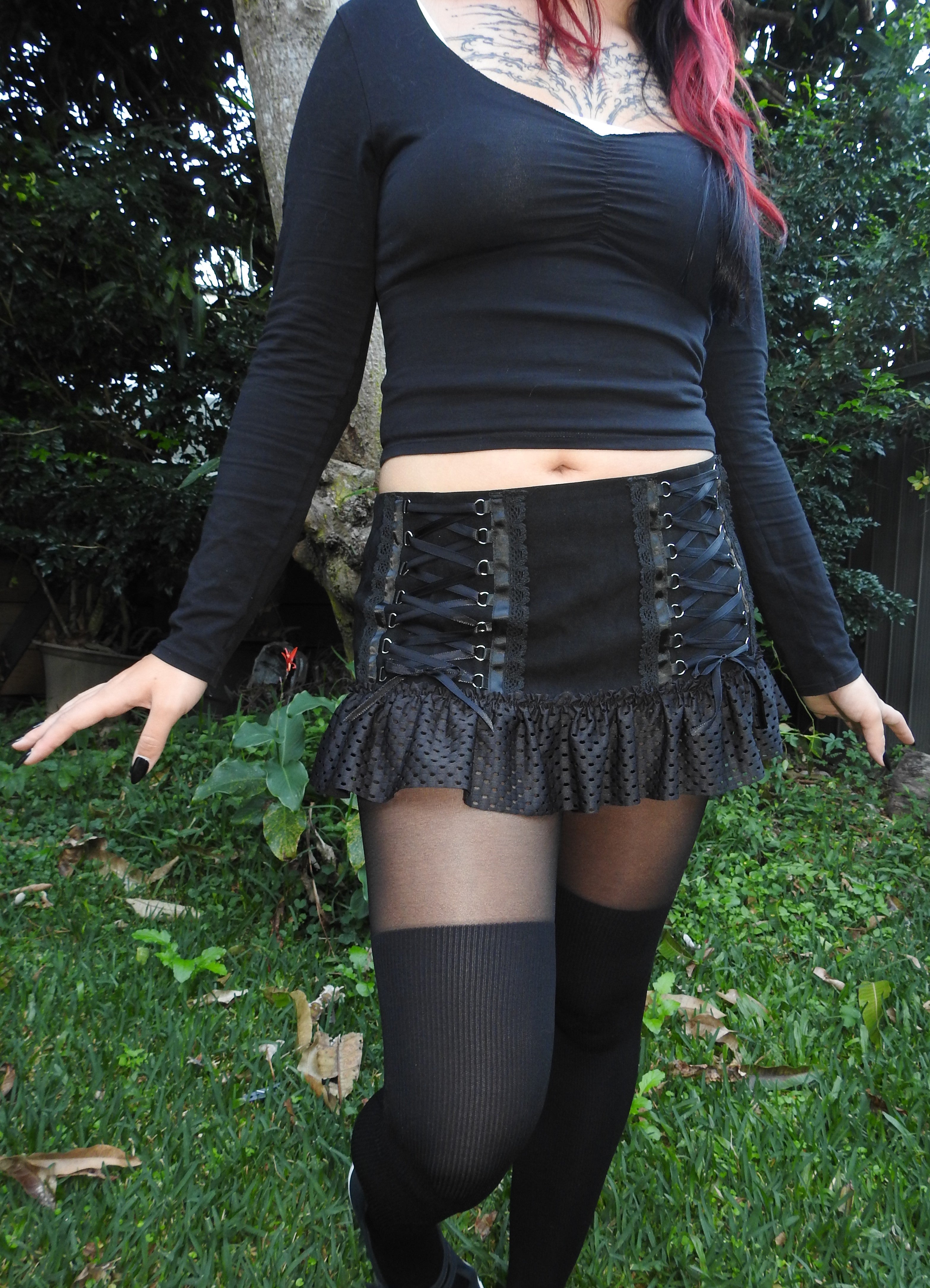 Mini Skirt - Black with Lacing (size 14)