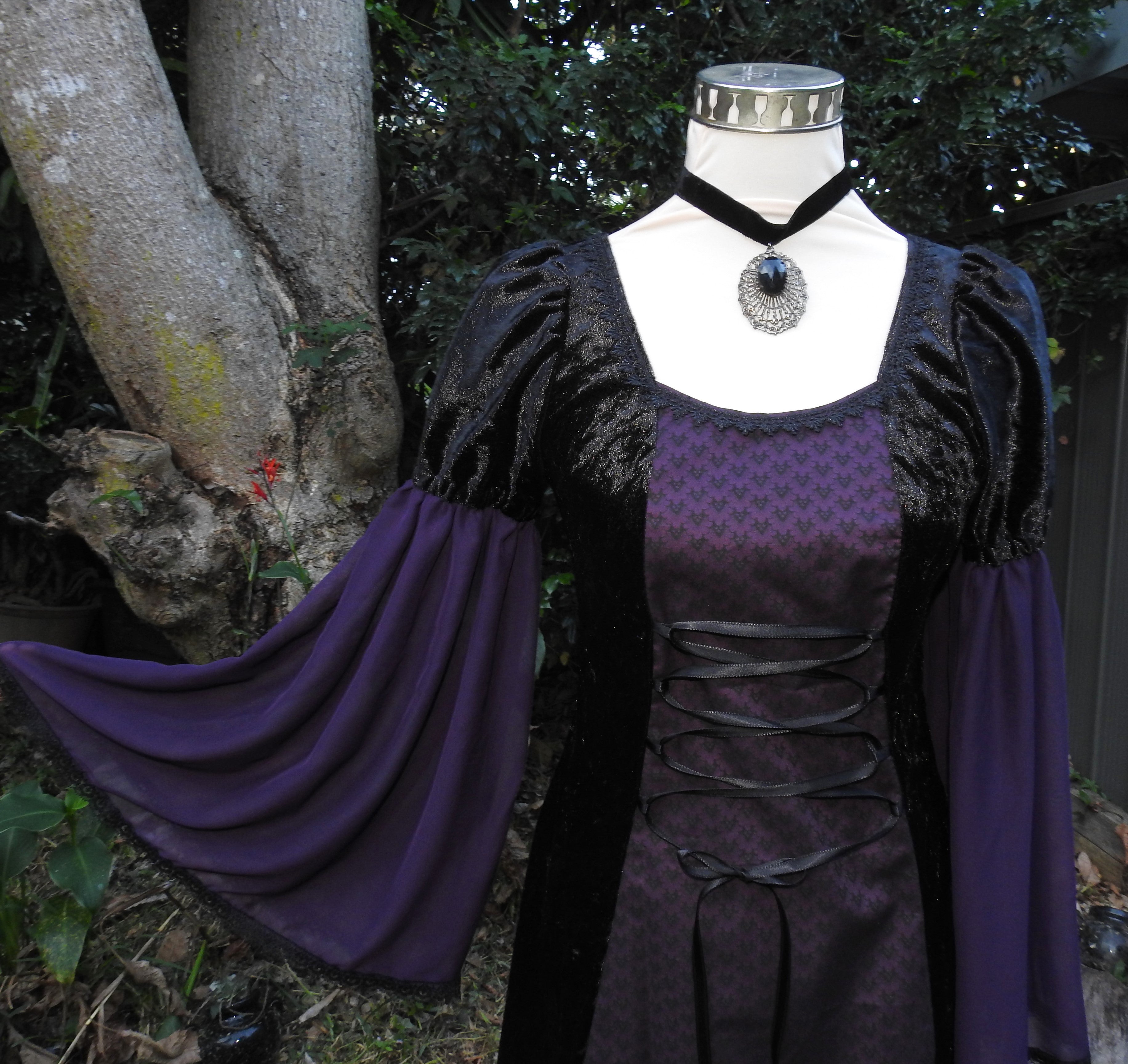 Cordelia Dress - Black Velour with Lacing (Size 8-10)