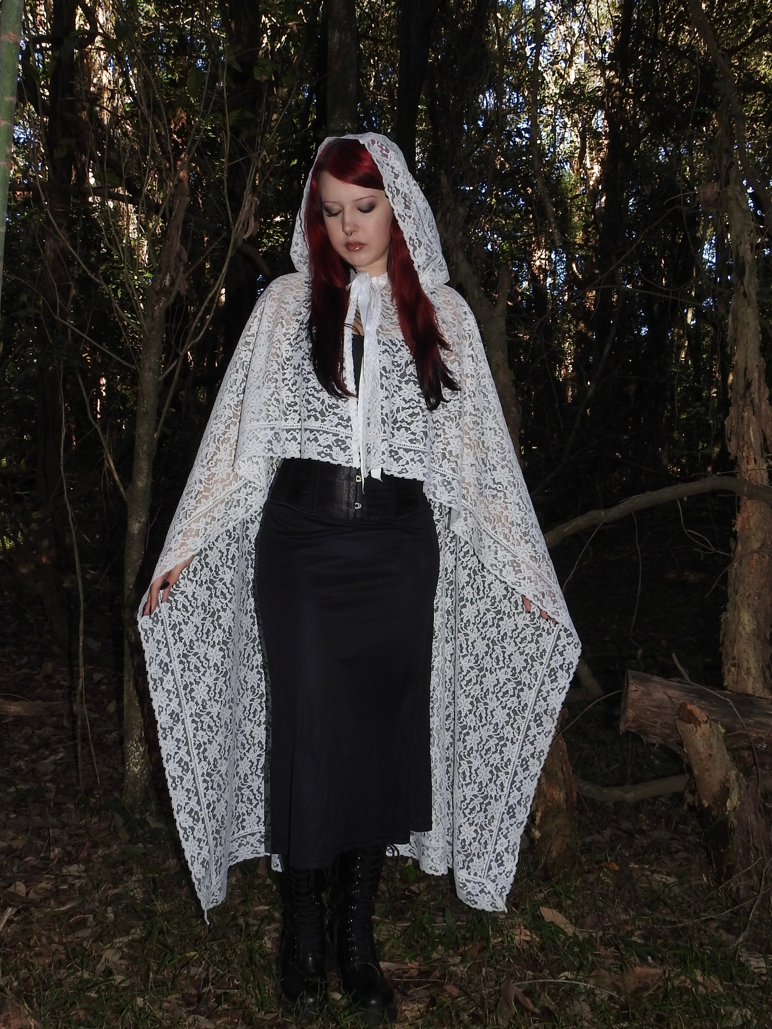 White Lace Cape with Hood