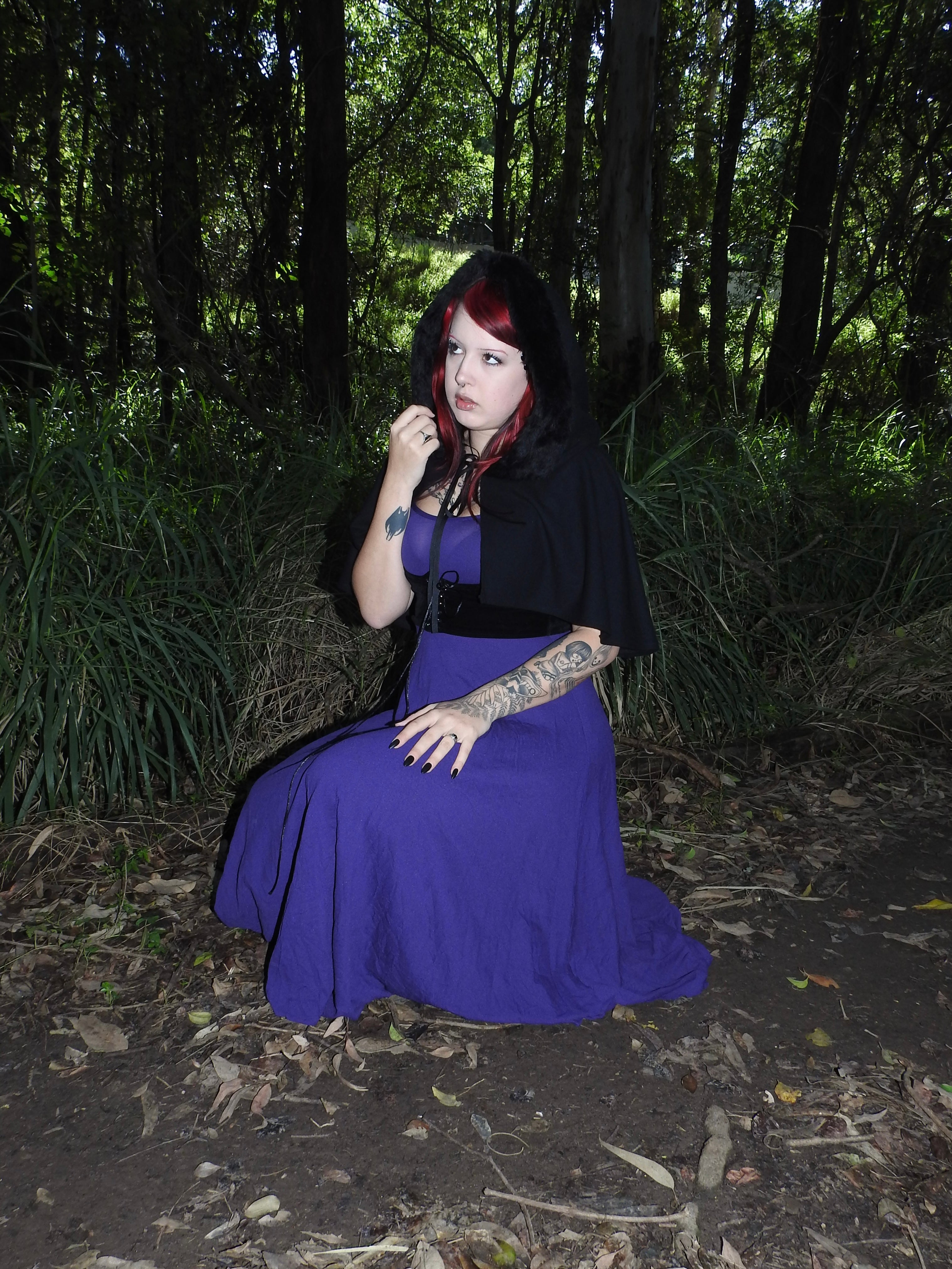 Black Capelet with Faux Fur Trim Hood