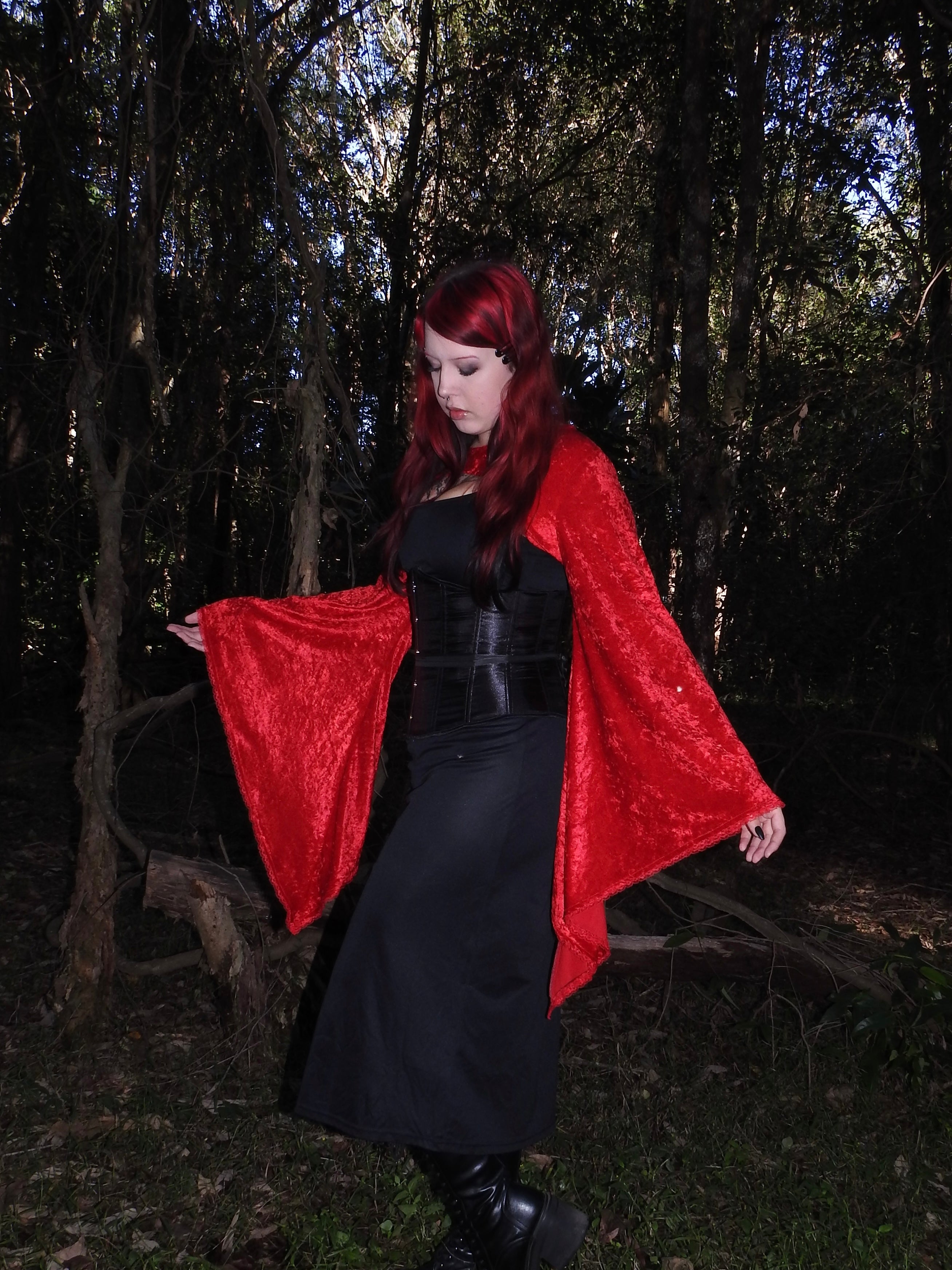Lucinda Bolero Top - Red Crushed Velour (XL)