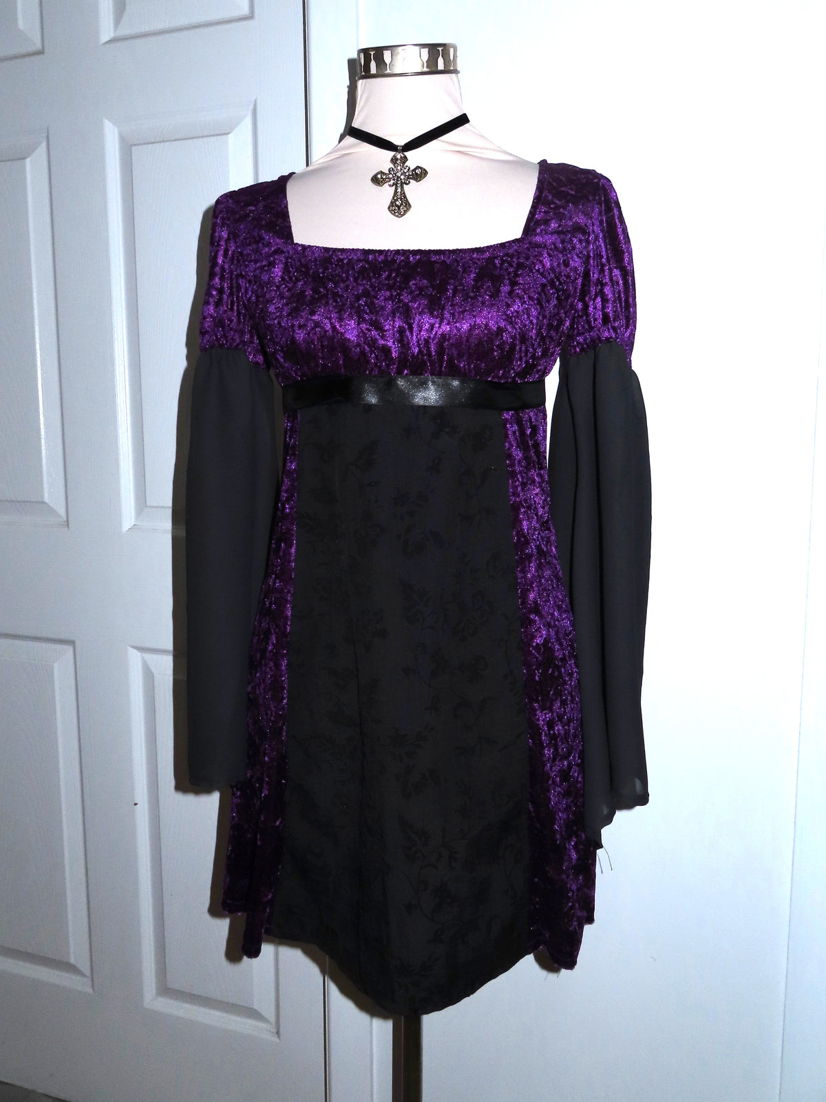Adeline Dress - Purple Velour (Size 10-12)