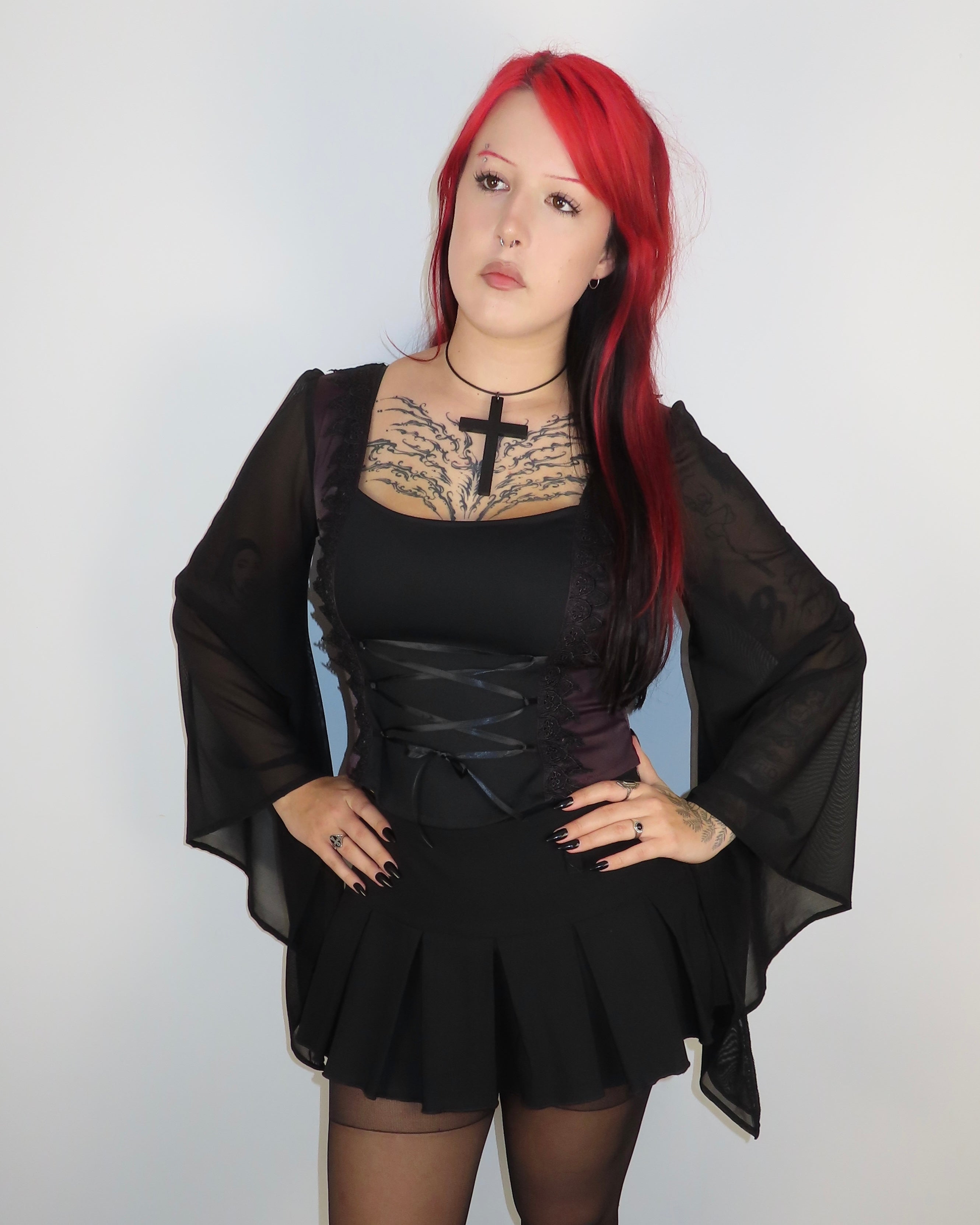 Lilith Top - Black Plum with Front Lacing (Size 10-12)