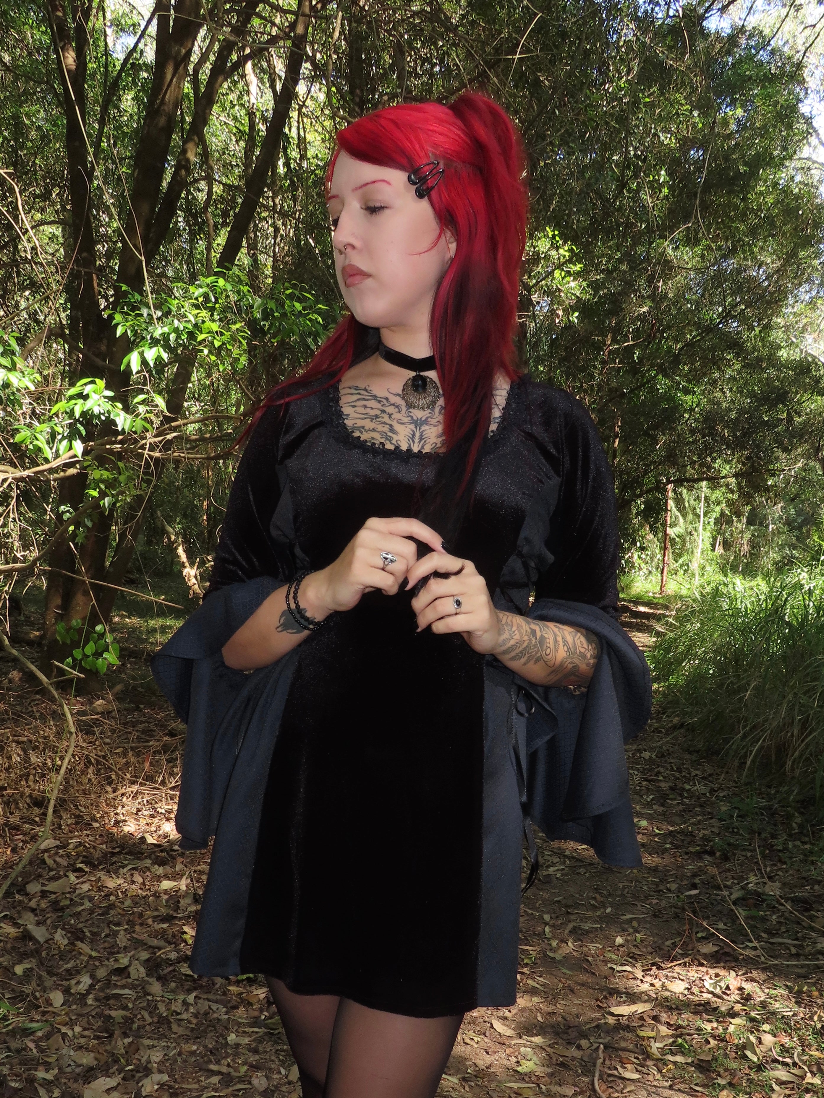 Lenore Dress - Black with Side Lacing (size 12-14)