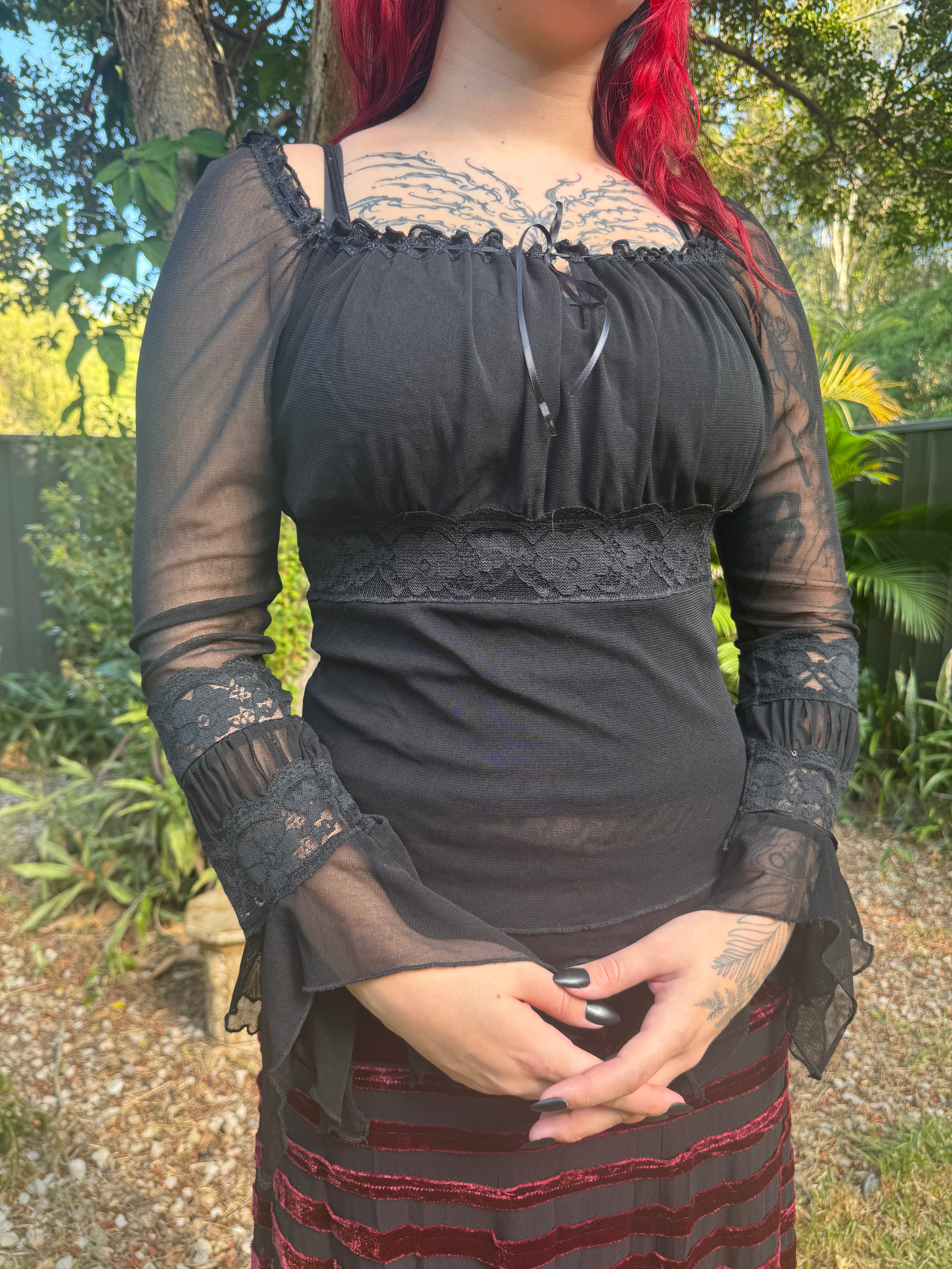 Vintage Peasant Blouse with Hanky Hem Sleeves (Size 12)