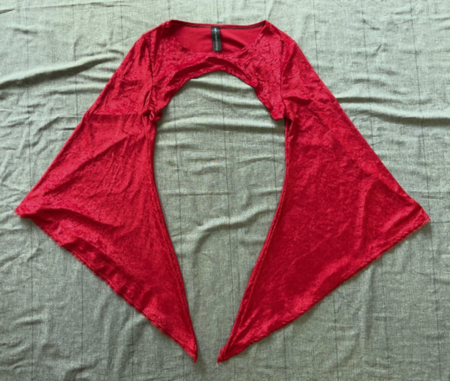 Lucinda Bolero Top - Red Crushed Velour (XL)