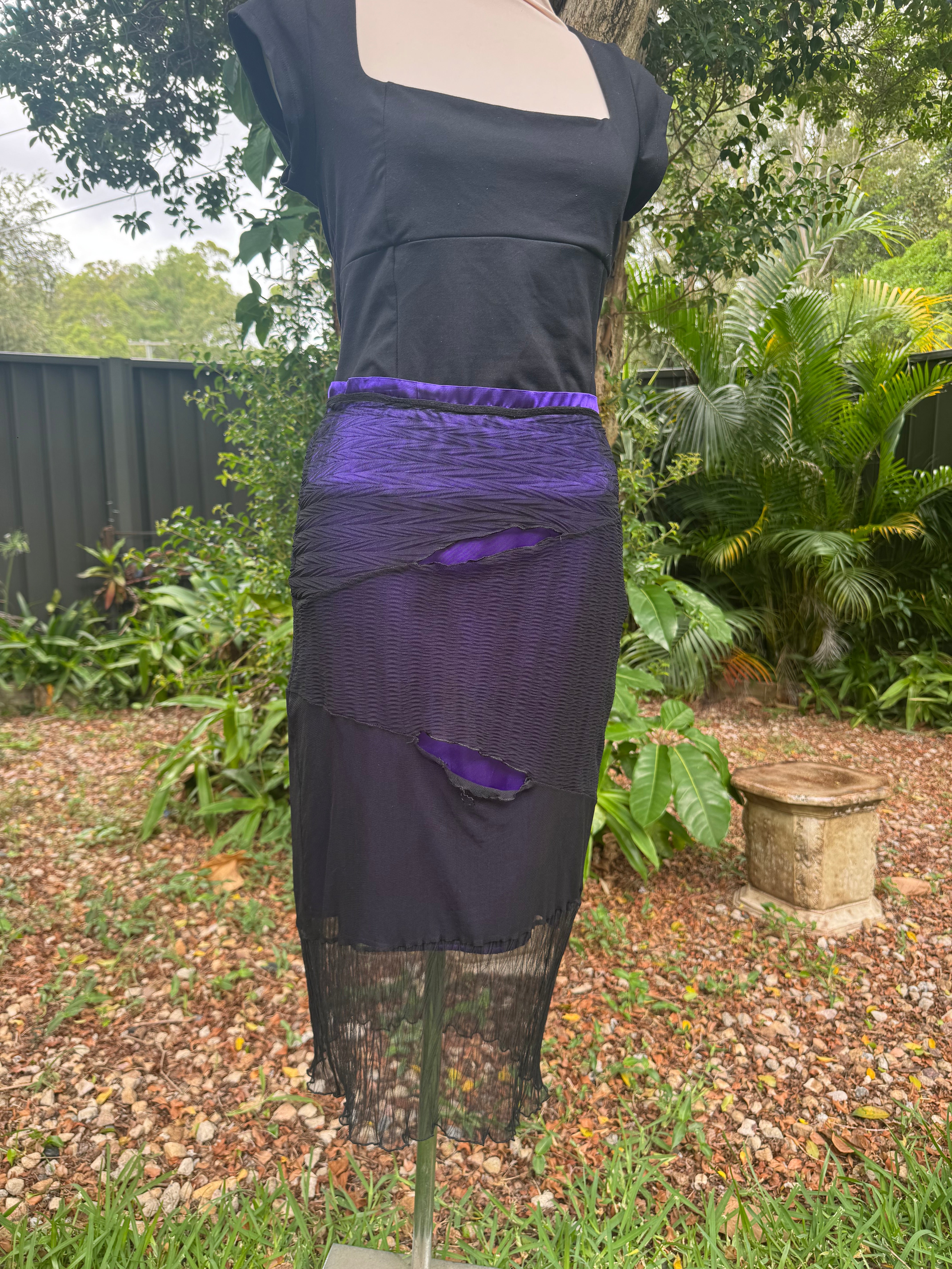 Revamped Purple Skirt with Slashed Mesh (Size 10)