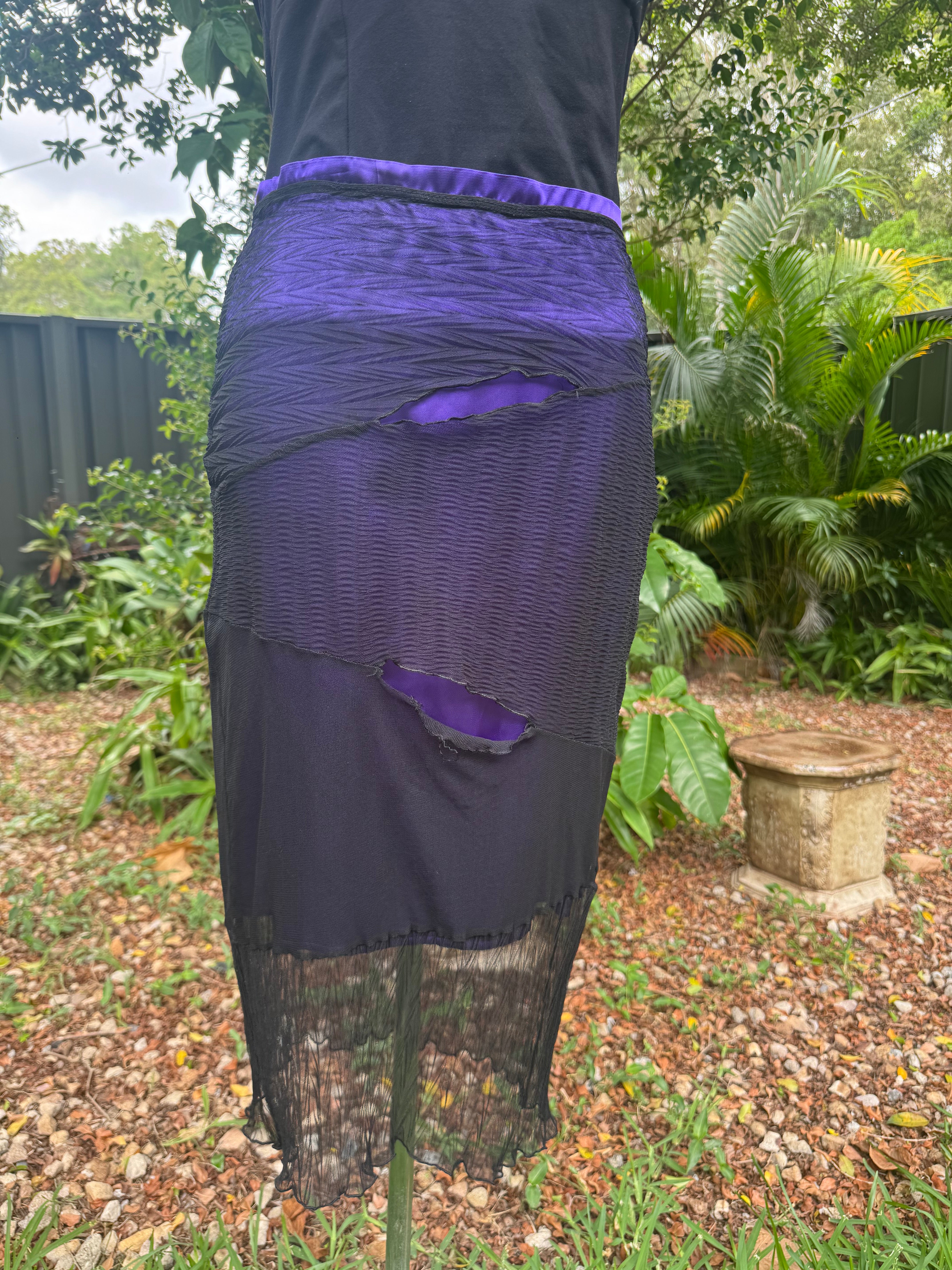 Revamped Purple Skirt with Slashed Mesh (Size 10)