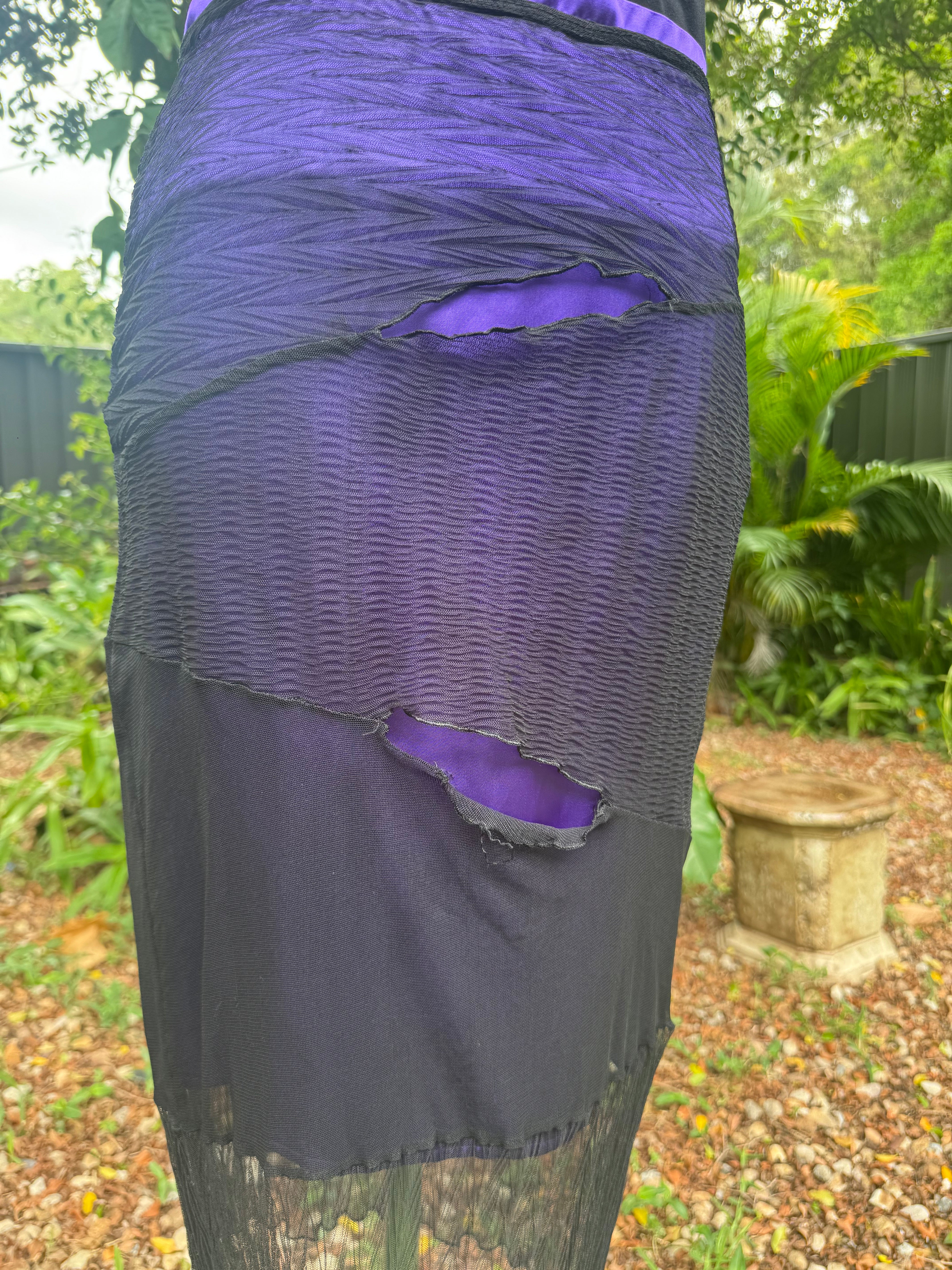 Revamped Purple Skirt with Slashed Mesh (Size 10)