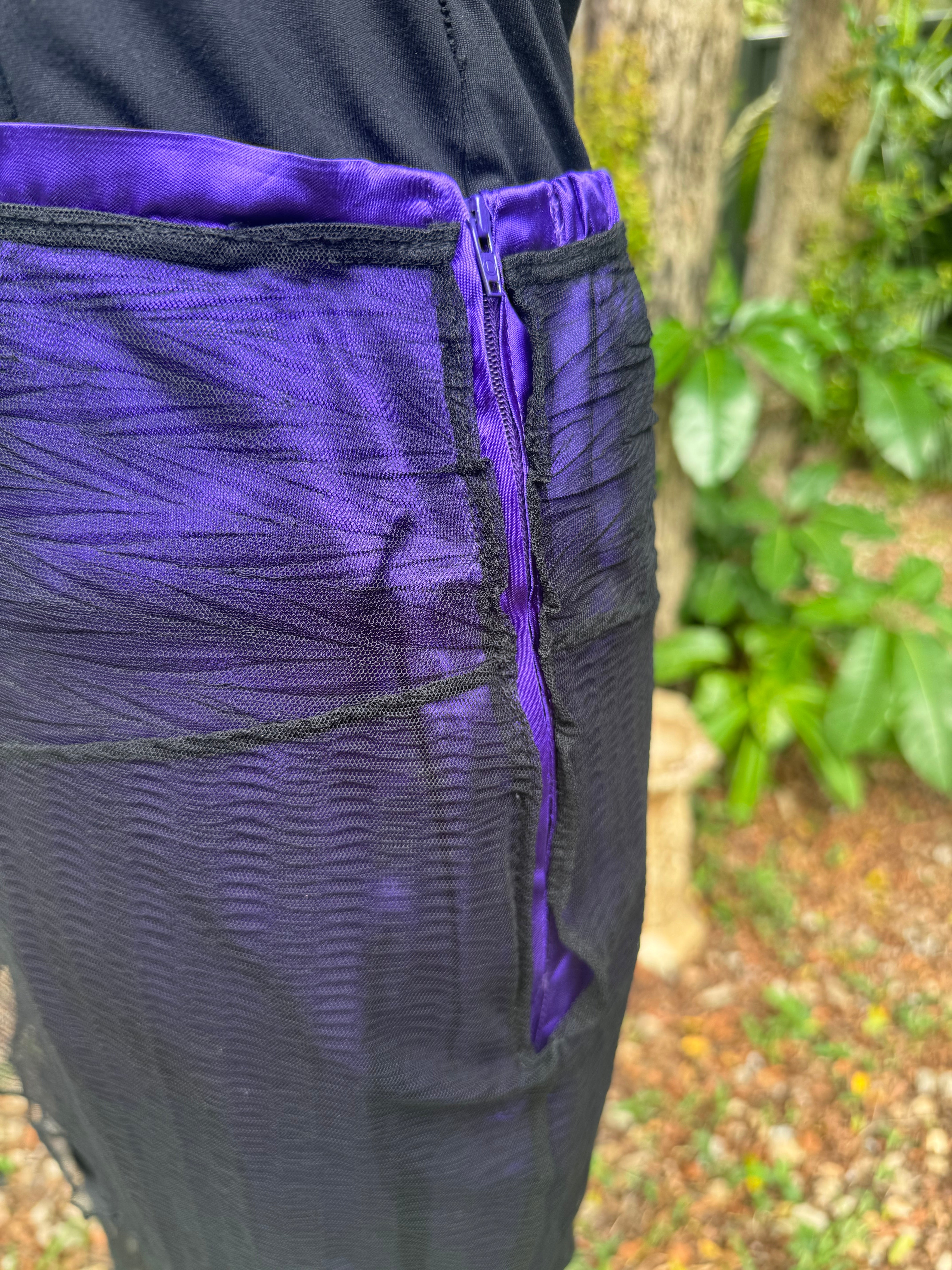 Revamped Purple Skirt with Slashed Mesh (Size 10)