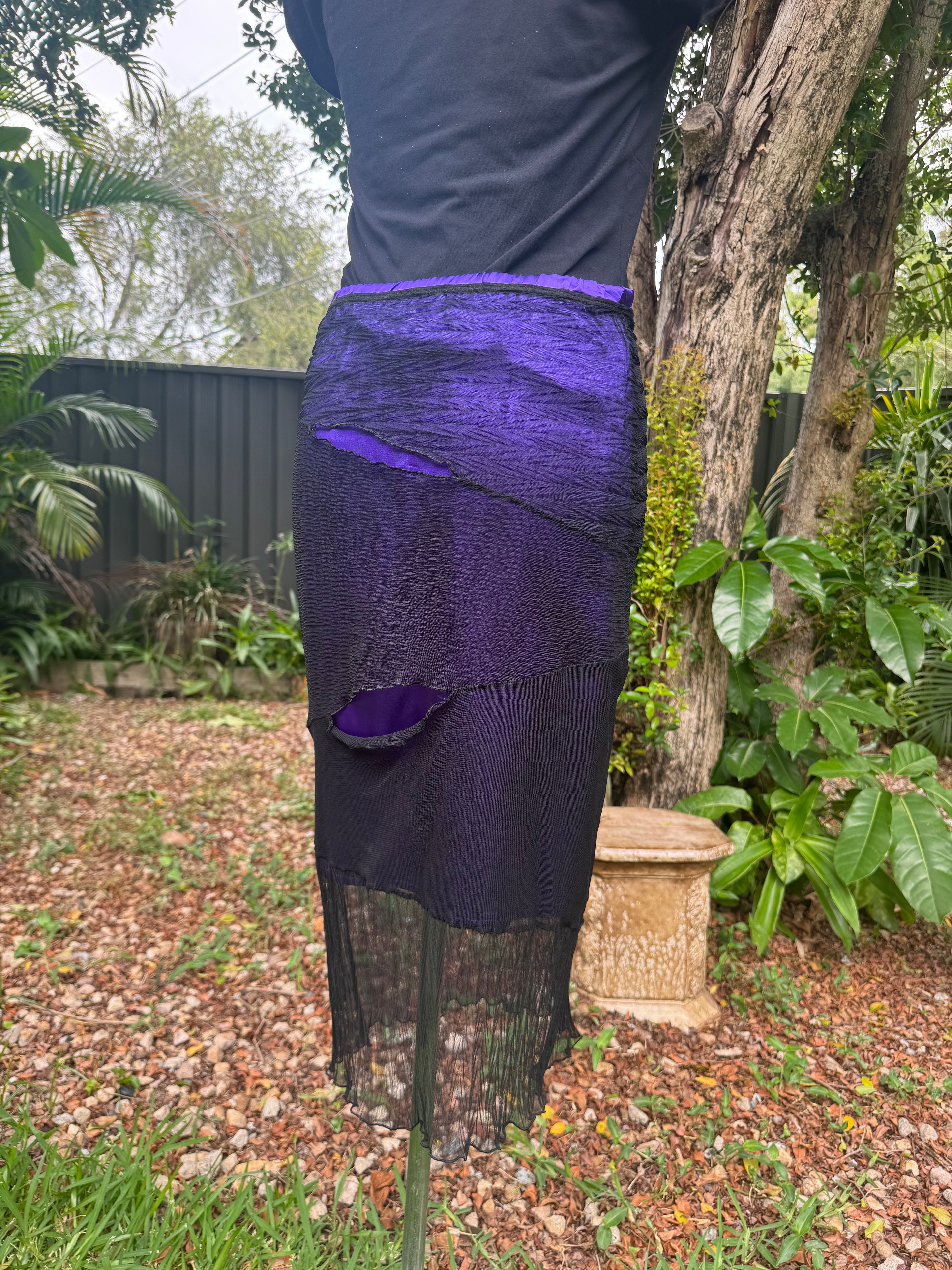 Revamped Purple Skirt with Slashed Mesh (Size 10)
