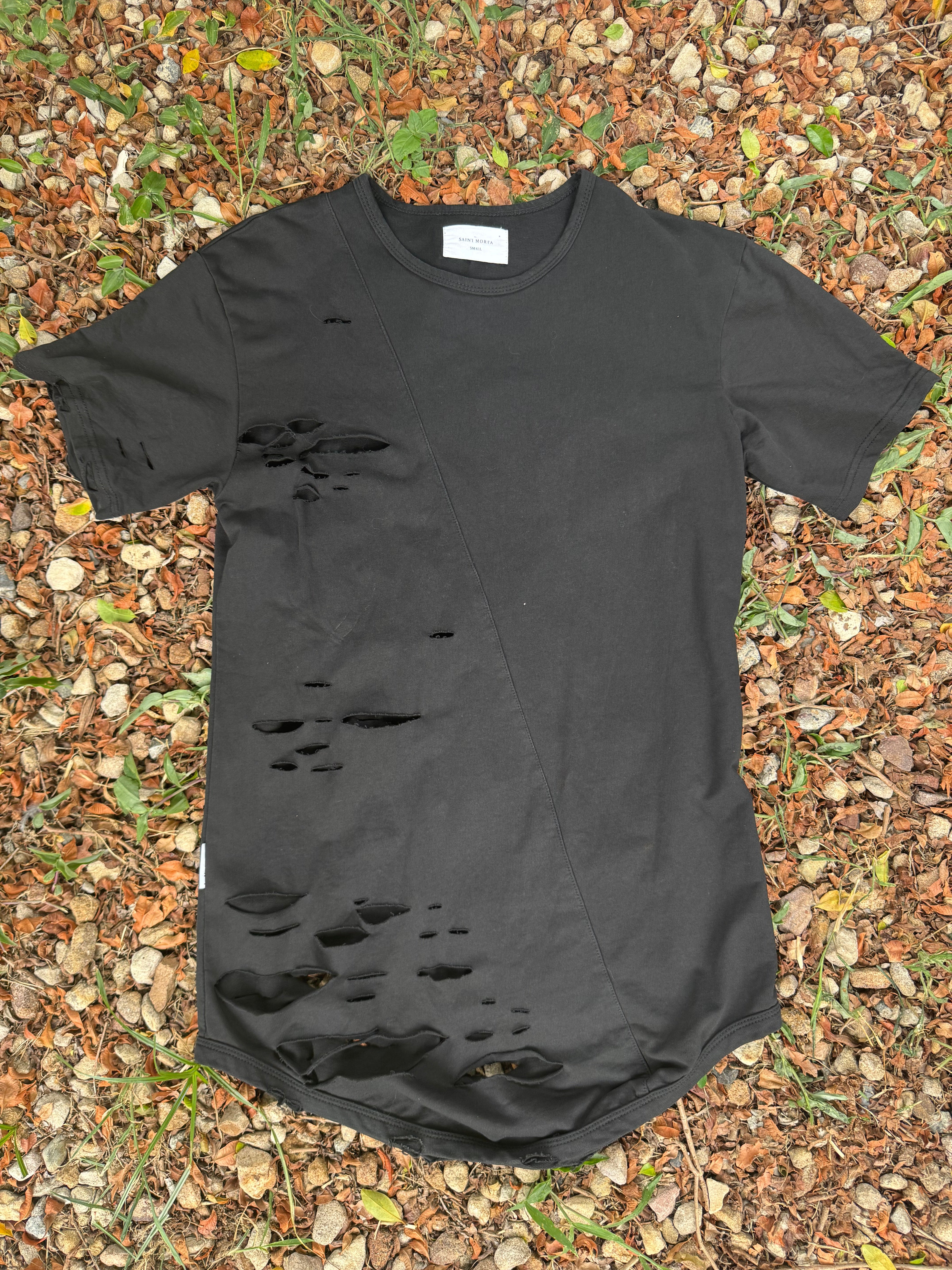 Vintage Black Tshirt with Distressing (Size S)