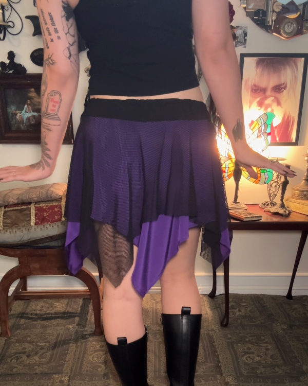 Twyla Hanky Hem Skirt - Purple/Black Mesh (18-20)