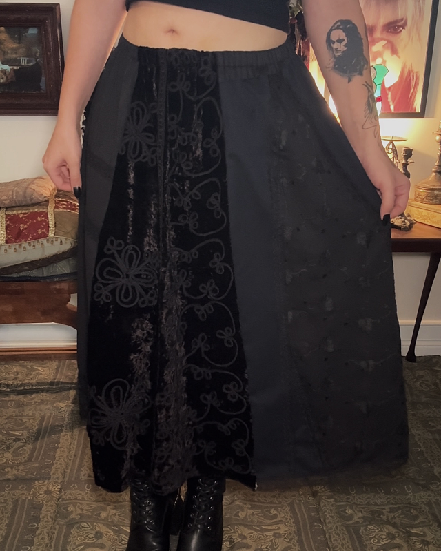 Black Patchwork Panel Skirt (18)