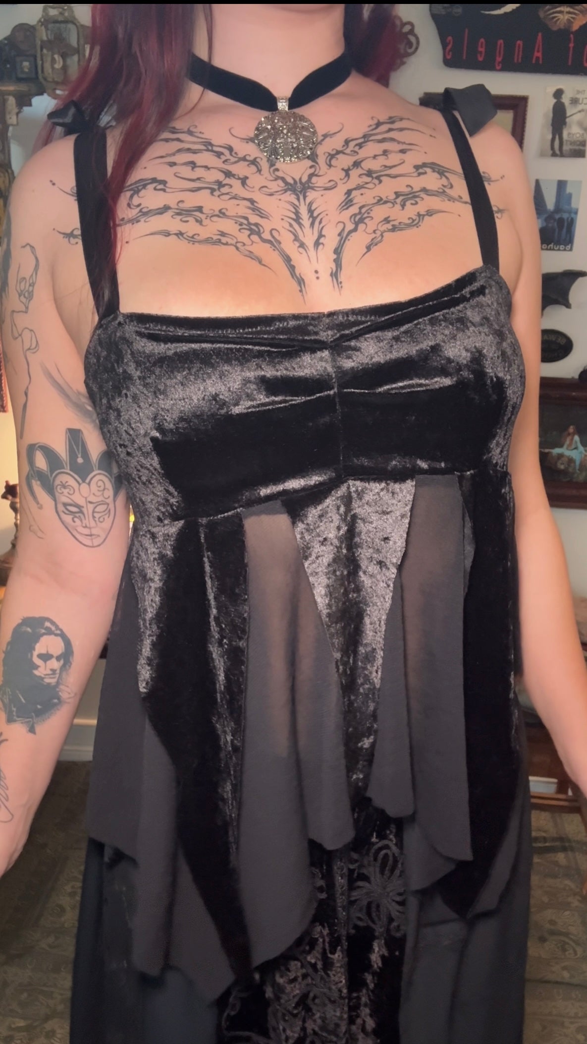 Tara Hanky Hem Top - Black Velour (2XL)