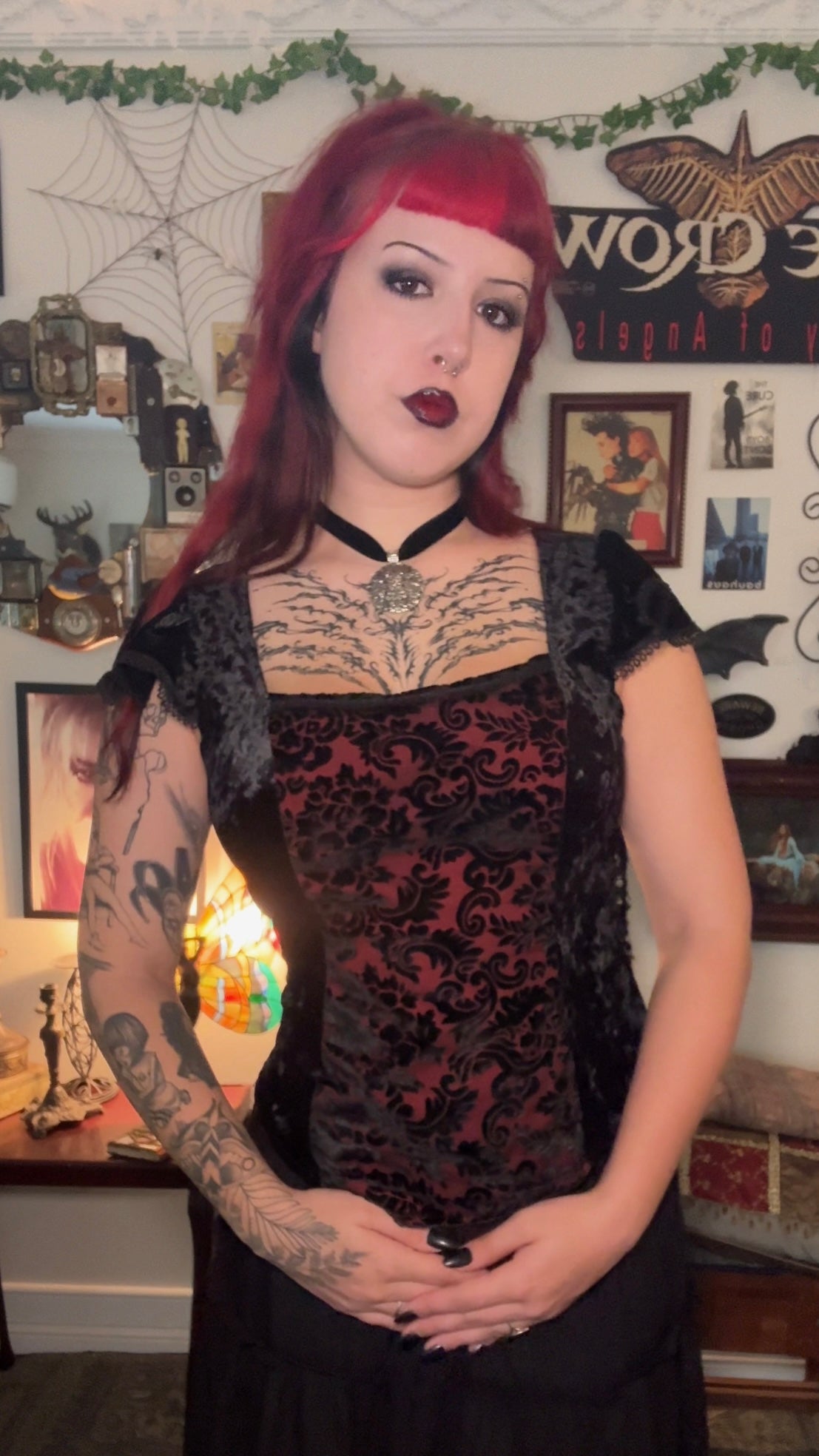 Lilith top - Black with Devore (14-16)