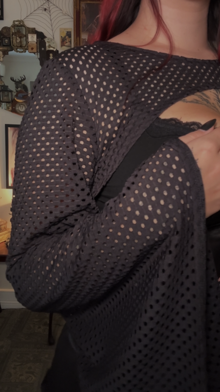 Lucinda Bolero Top - Black Holey Mesh (XL)