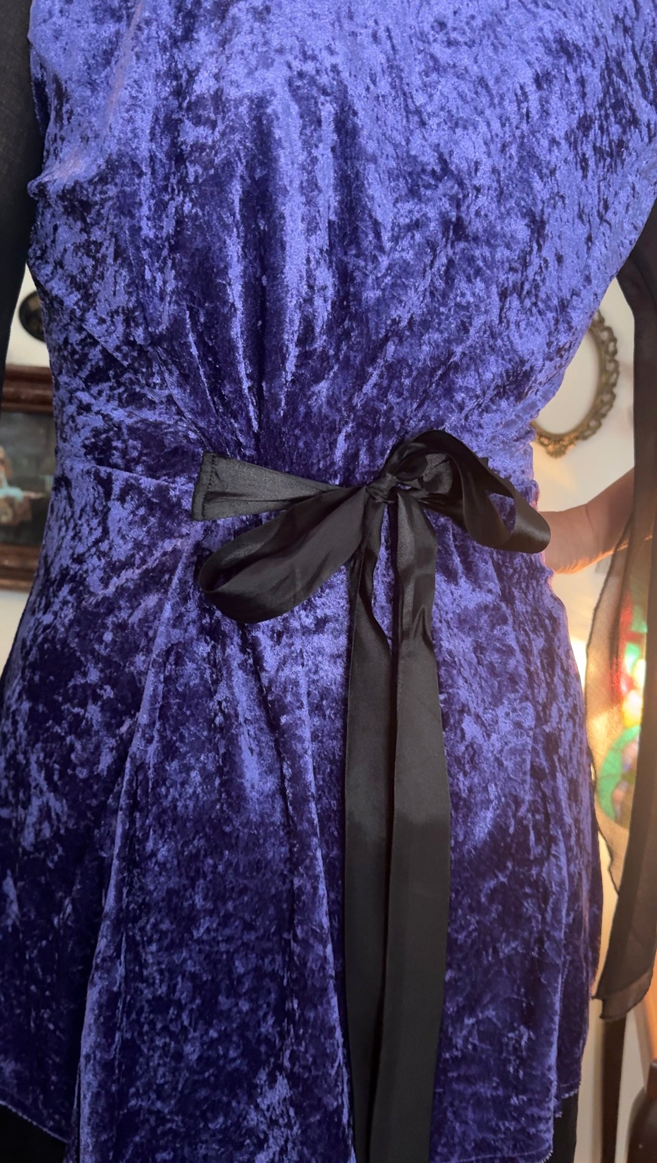 Lenore Dress - Purple with Black Lace Trim (18-20)