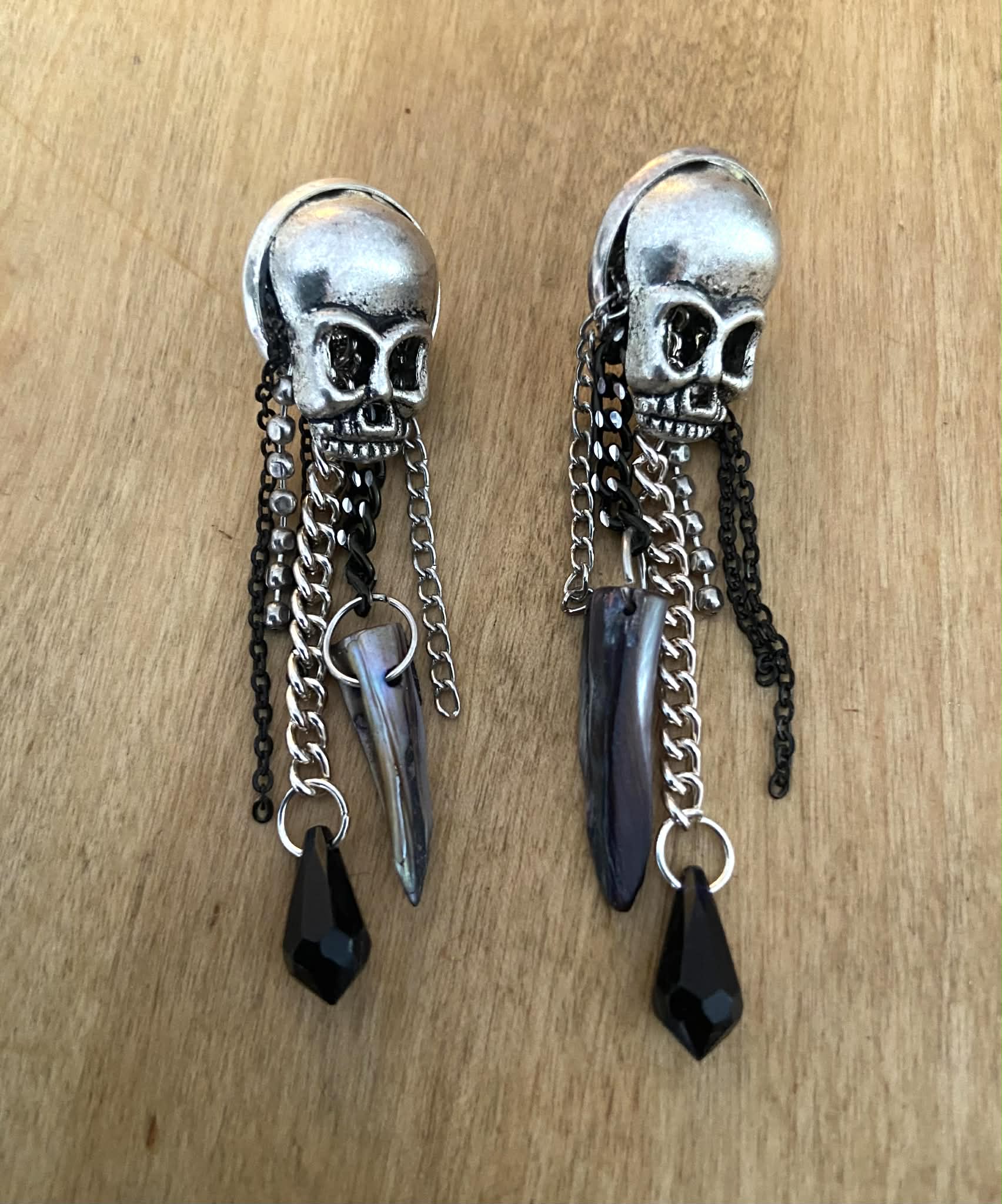 Skull and Chain Stud Earrings