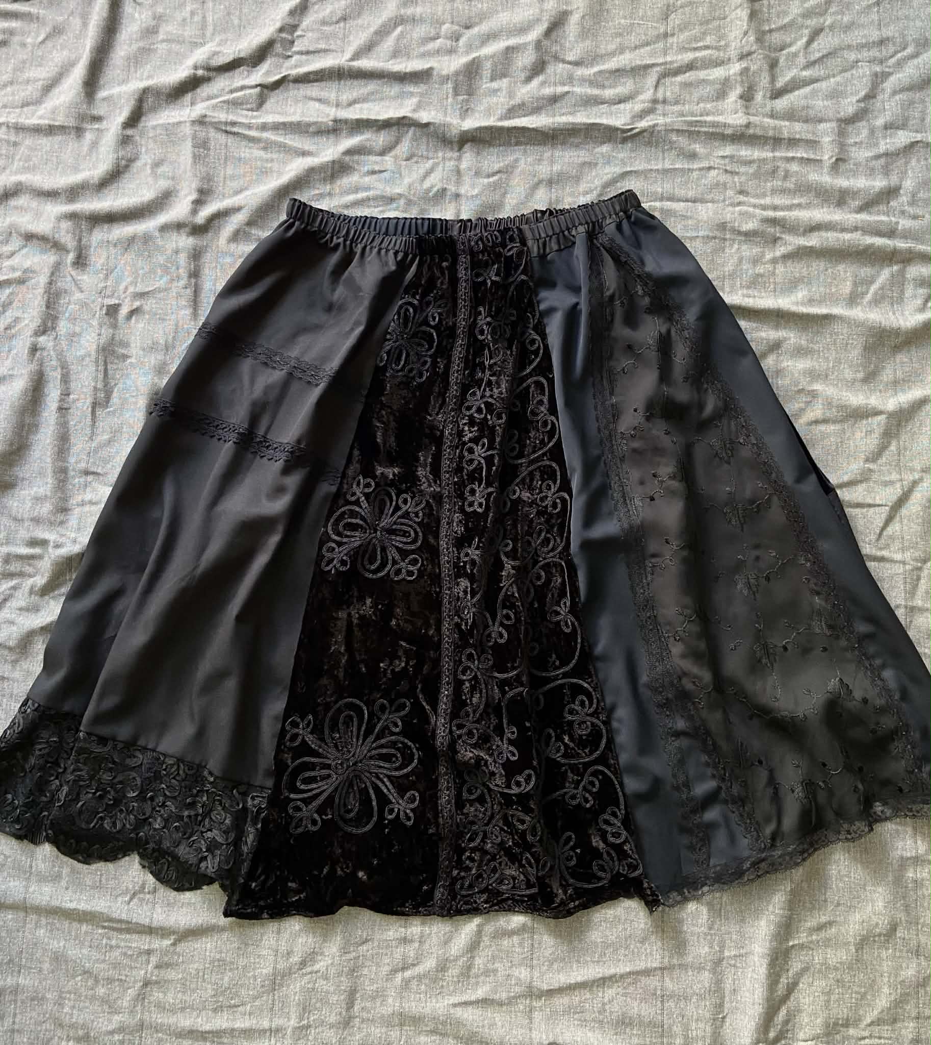 Black Patchwork Panel Skirt (18)