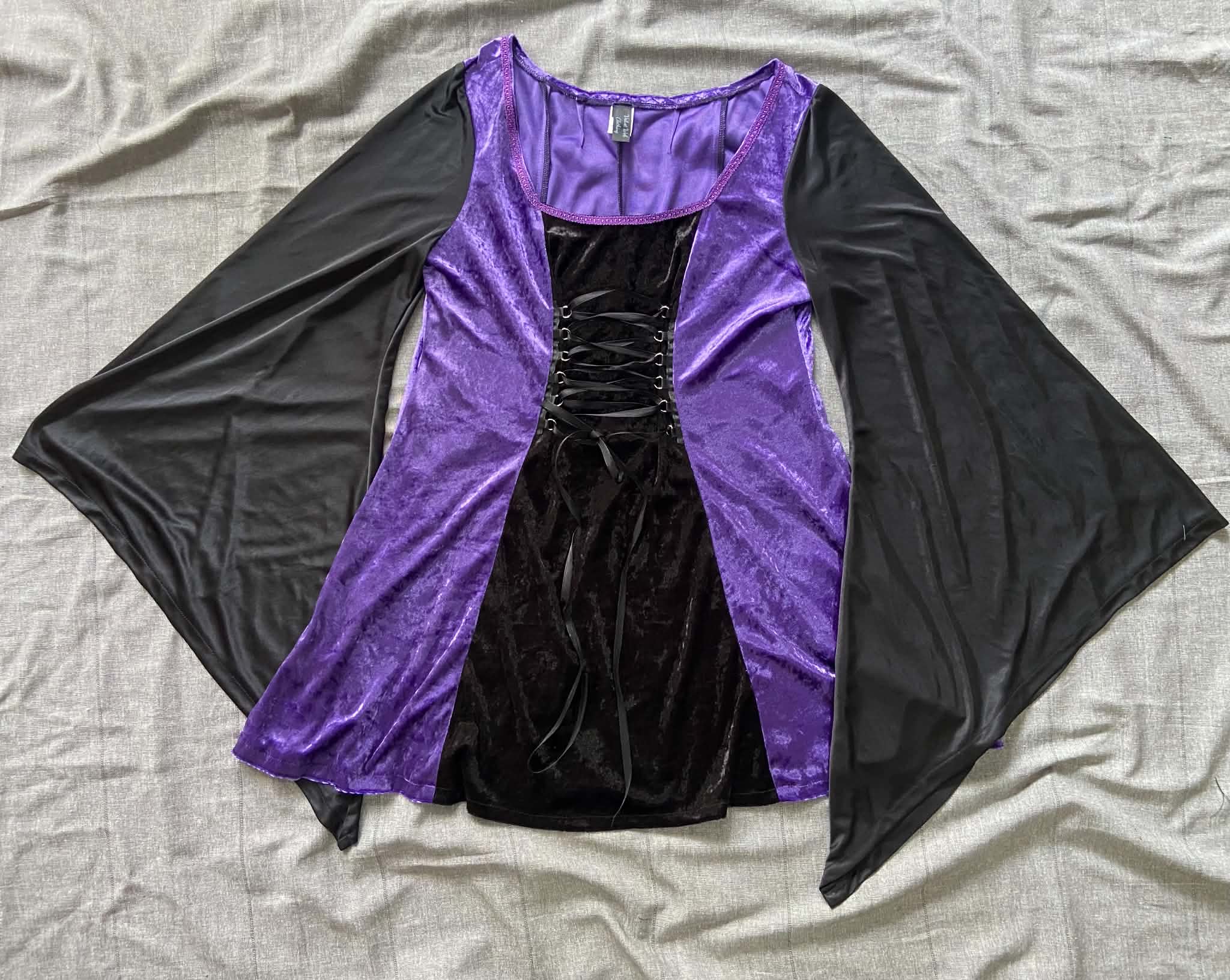 Cordelia Dress - Purple and Black Velour (Size 14-16)