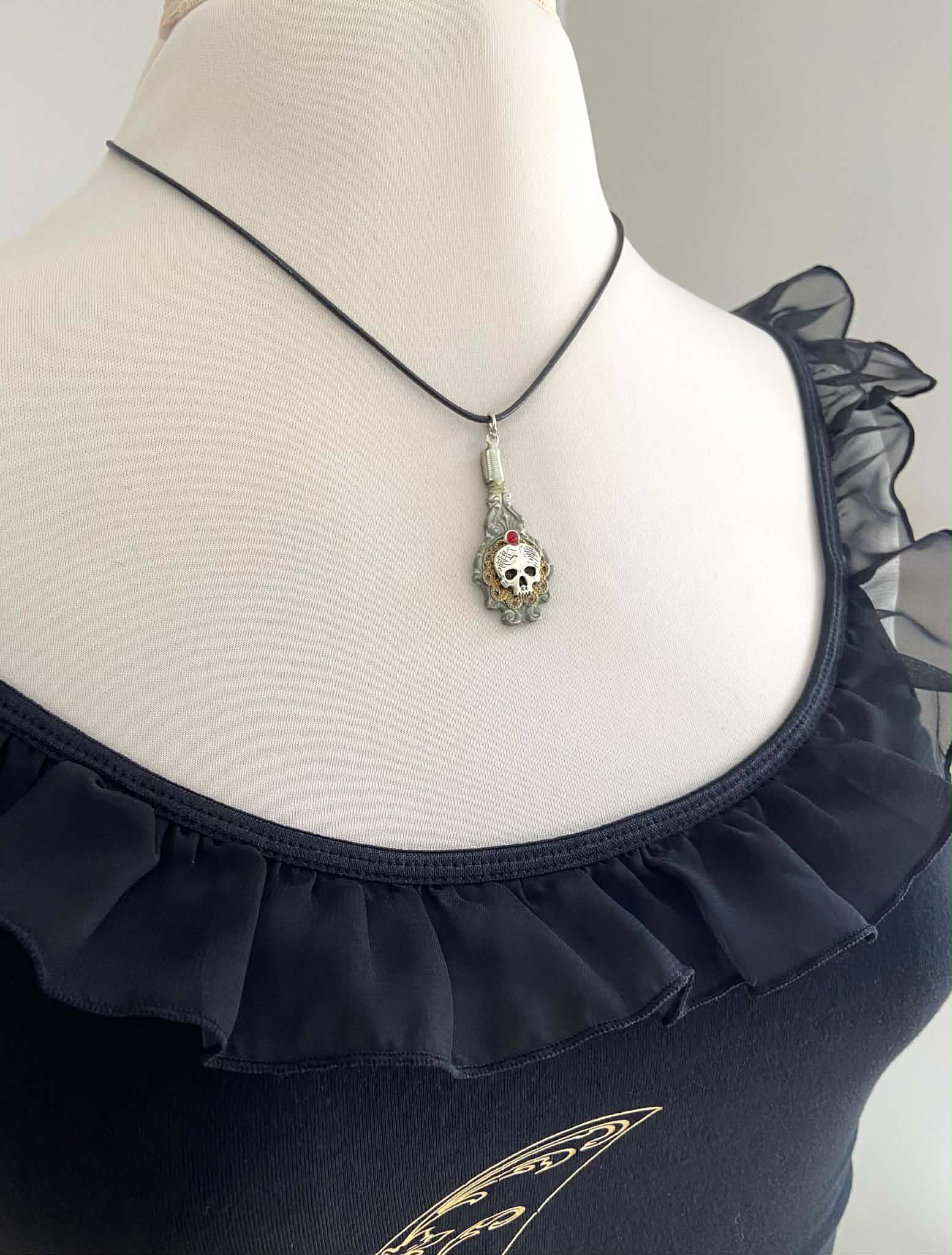 Vintage Spoon Pendant with Skull