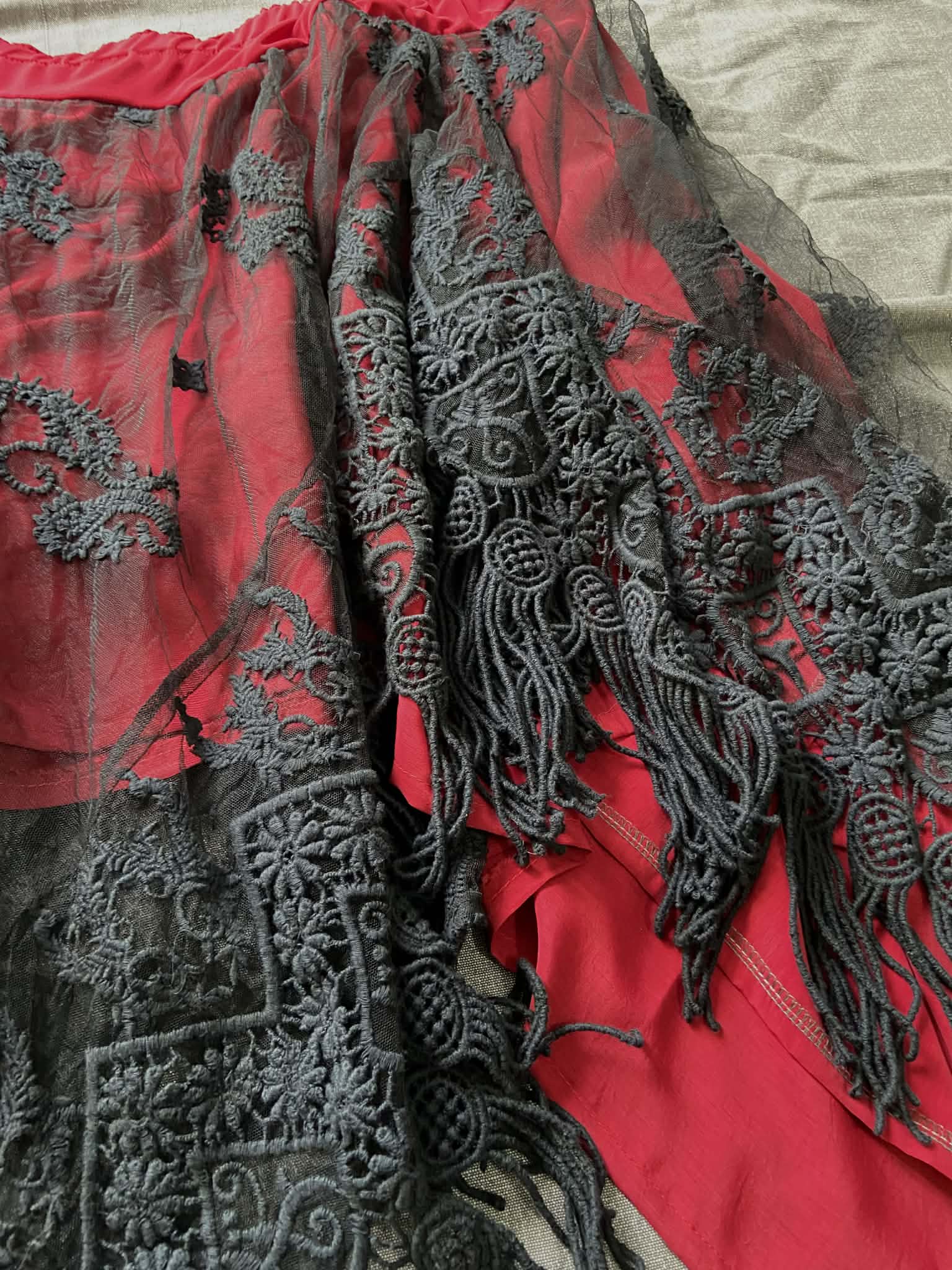 Twyla Hanky hem skirt - Black Fringed Tulle (16-18)