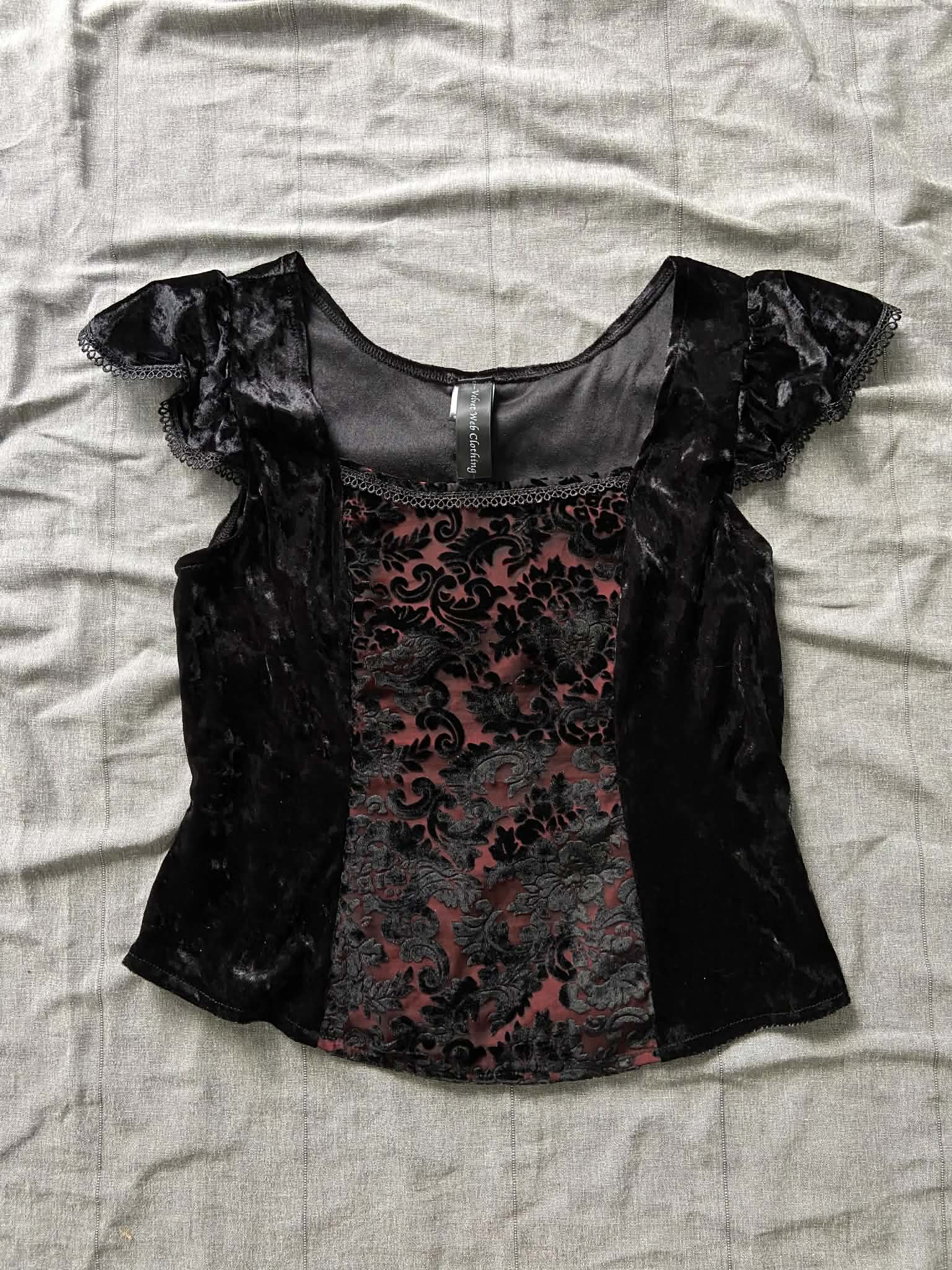 Lilith top - Black with Devore (14-16)