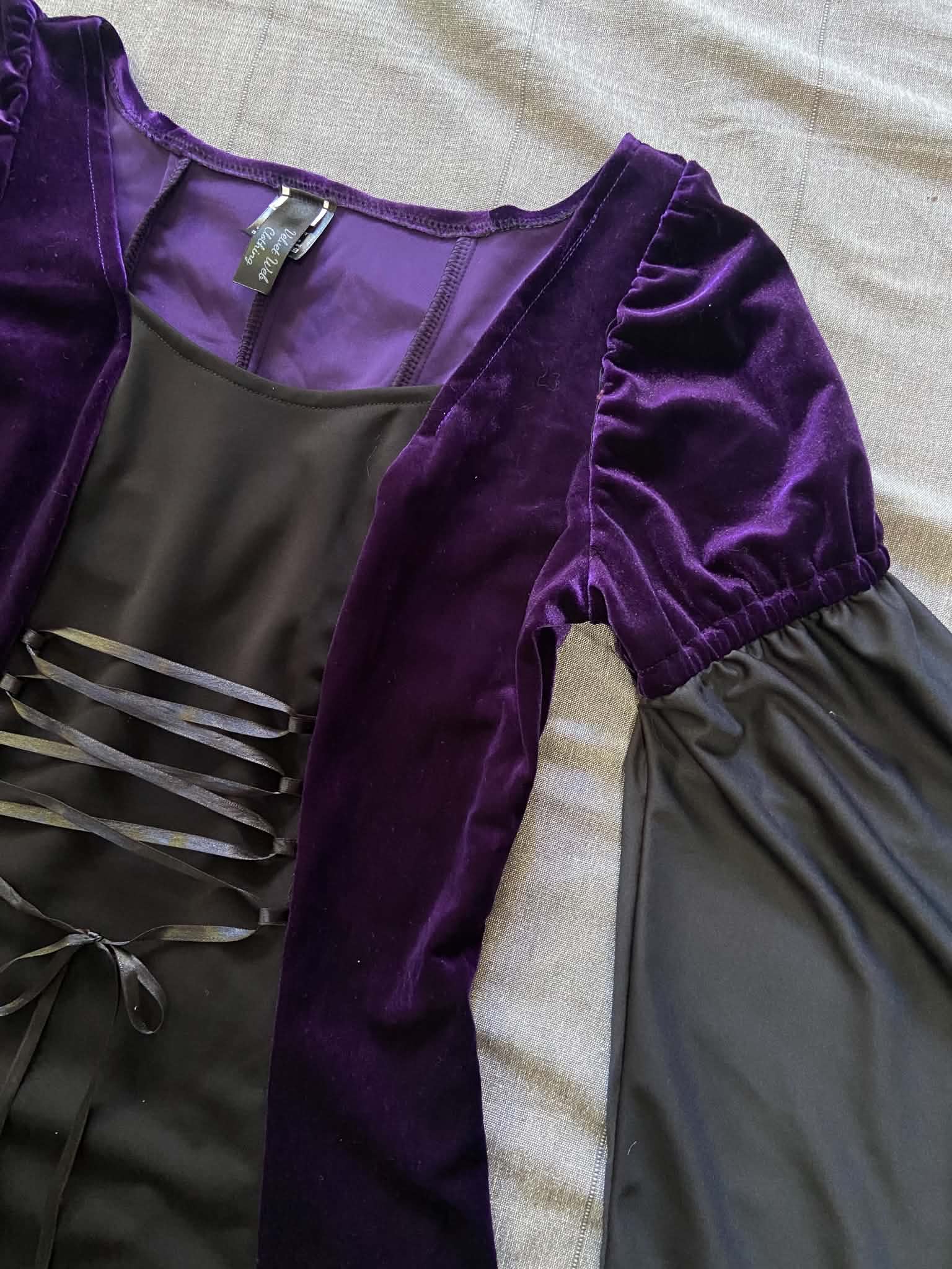 Cordelia Dress - Purple Velour with Lacing (Size 12)