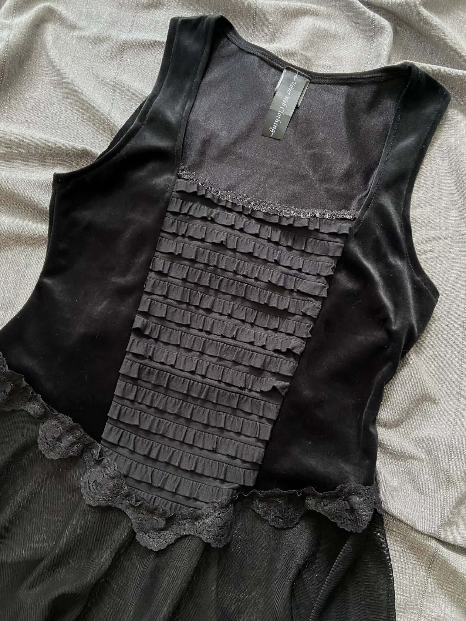 Lilith top - Black with Long Mesh Peplum (Size 10-12)