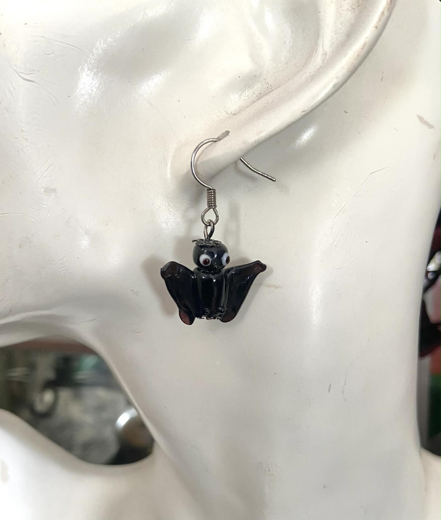 Glass Bead Bat Earrings